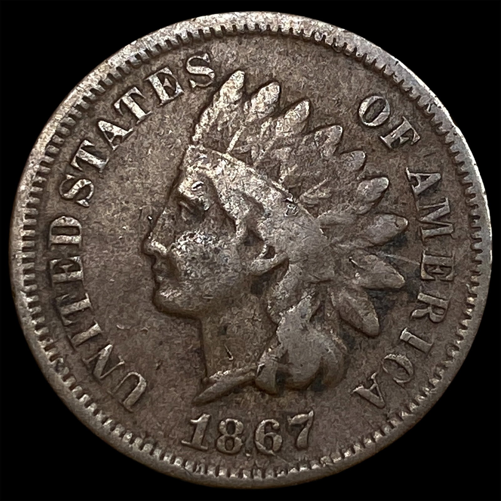 1867 Indian Head Cent NEARLY UNCIRCULATED: 1867 Indian Head Cent NEARLY UNCIRCULATED