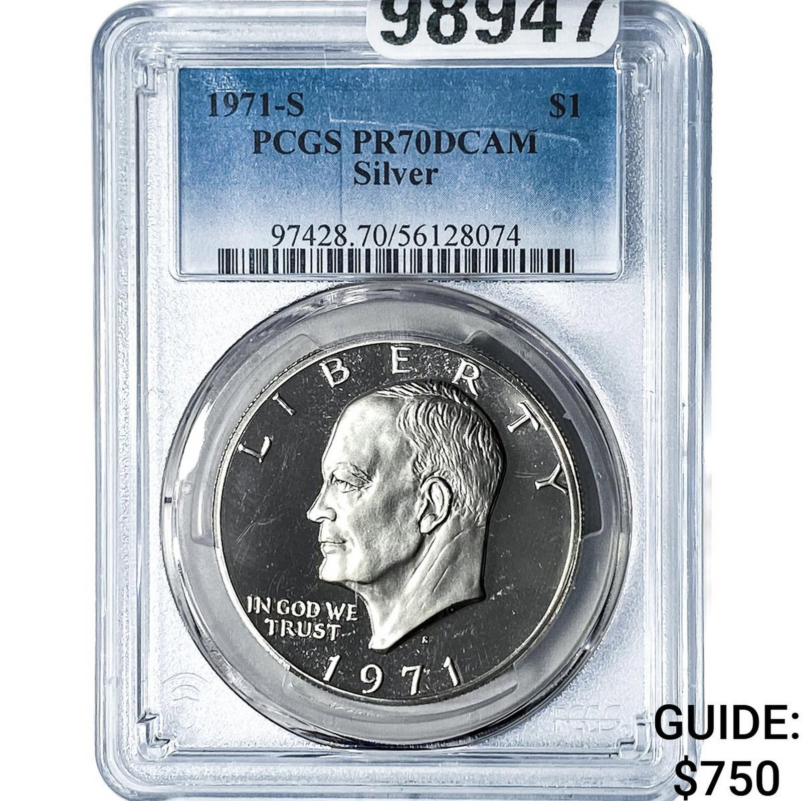 1971-S Eisenhower Dollar PCGS PR70 DCAM Silver: 1971-S Eisenhower Dollar PCGS PR70 DCAM Silver