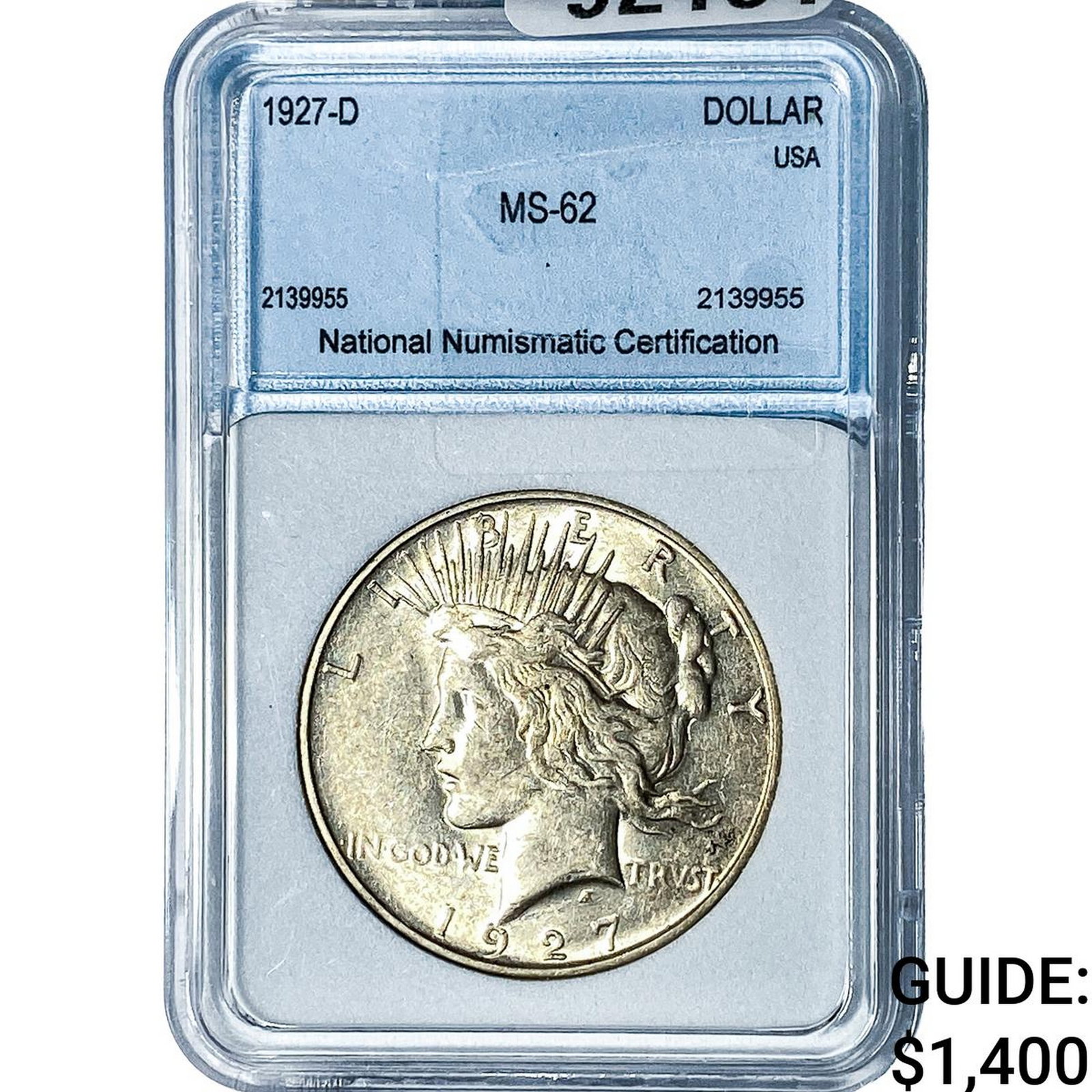 1927-D Silver Peace Dollar NNC MS62: 1927-D Silver Peace Dollar NNC MS62