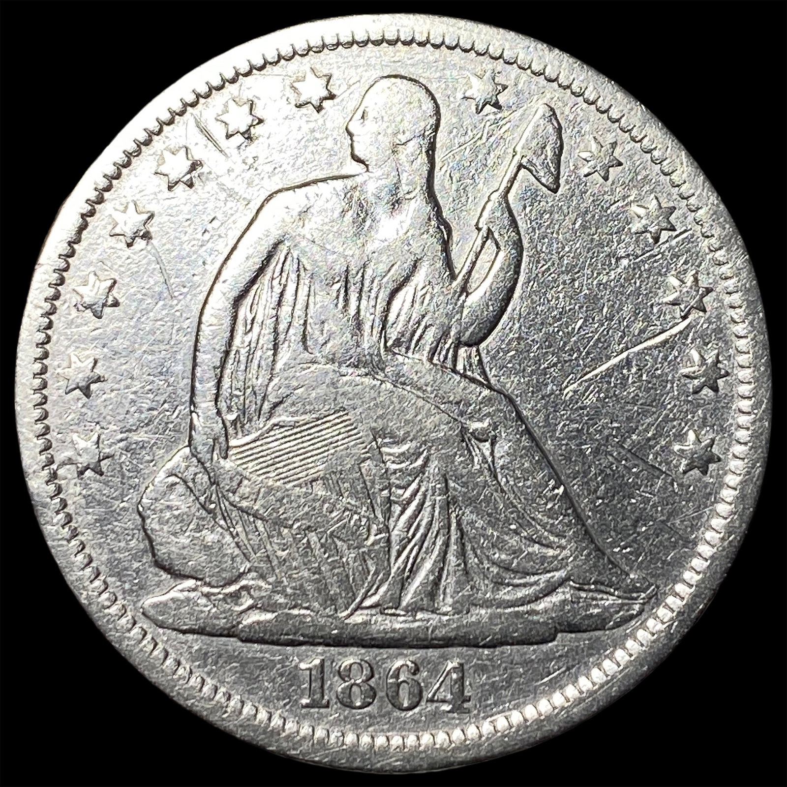 1864-S Silver Half Dollar ABOUT UNCIRCULATED: 1864-S Silver Half Dollar ABOUT UNCIRCULATED