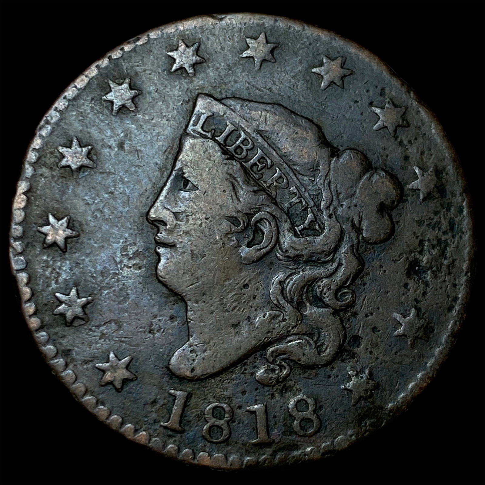 1818 Coronet Head Large Cent NEARLY UNCIRCULATED (1 of 2)