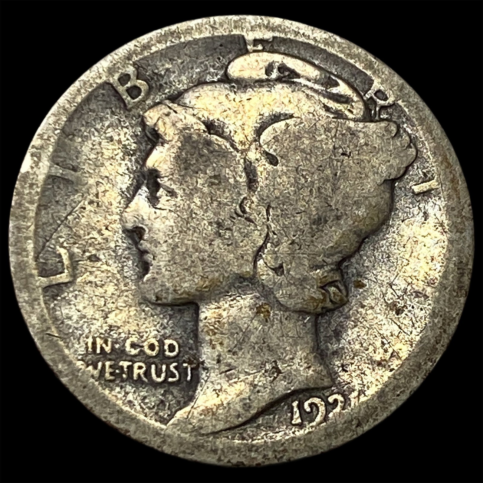 1921 Silver Mercury Dime NICELY CIRCULATED: 1921 Silver Mercury Dime NICELY CIRCULATED