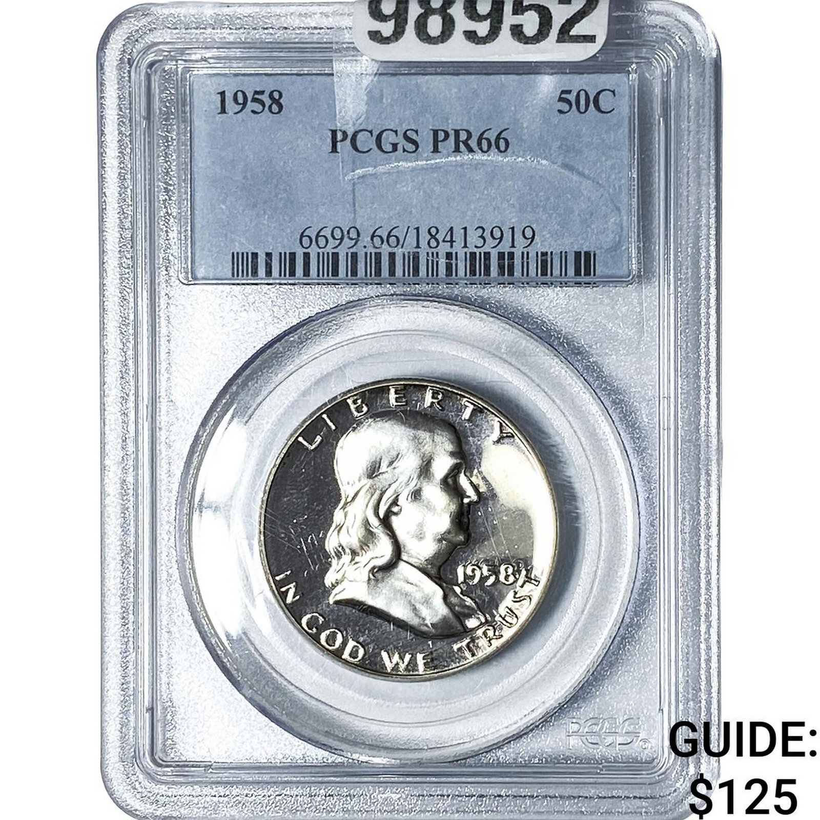1958 Franklin Half Dollar PCGS PR66: 1958 Franklin Half Dollar PCGS PR66