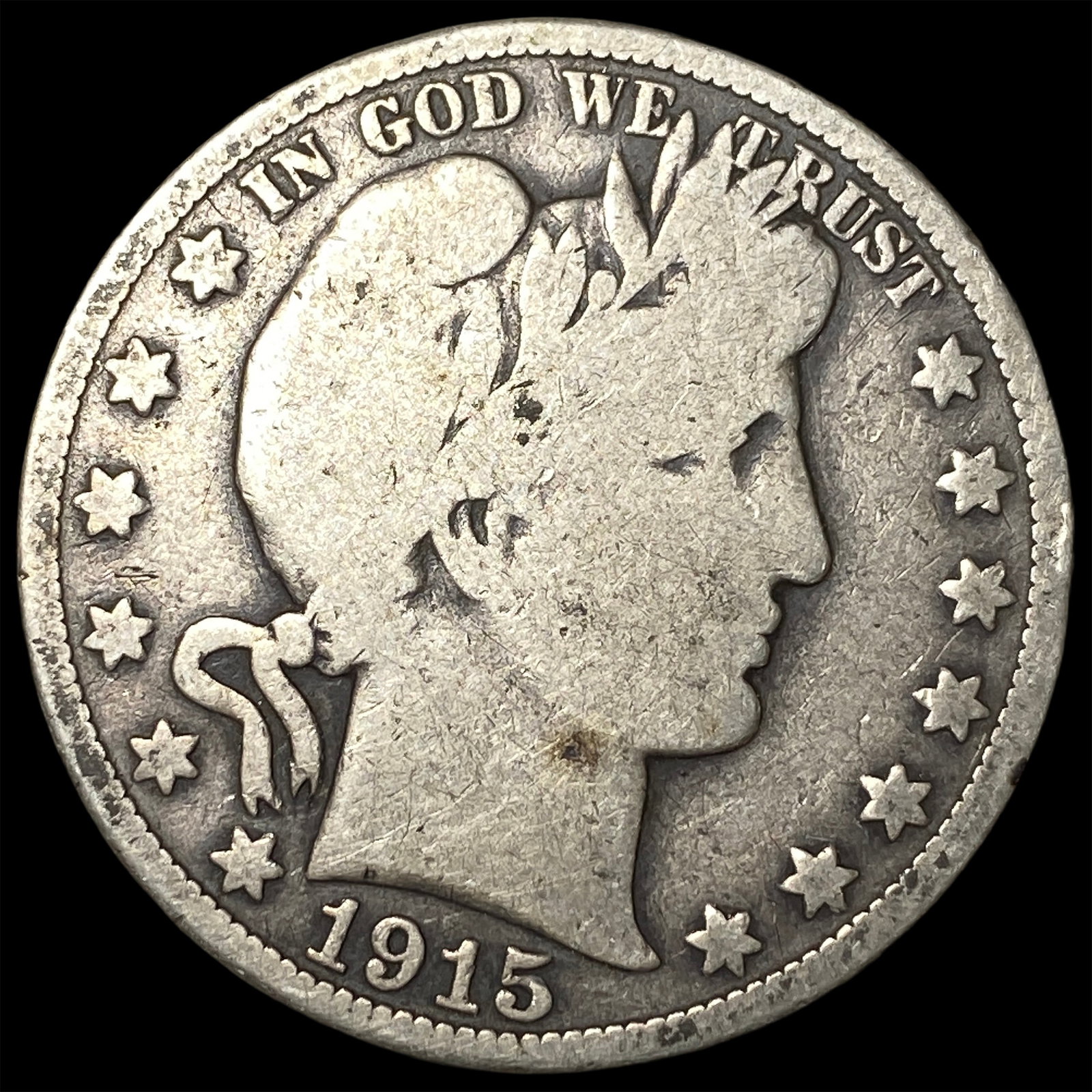 1915 Silver Barber Half Dollar NICELY CIRCULATED: 1915 Silver Barber Half Dollar NICELY CIRCULATED