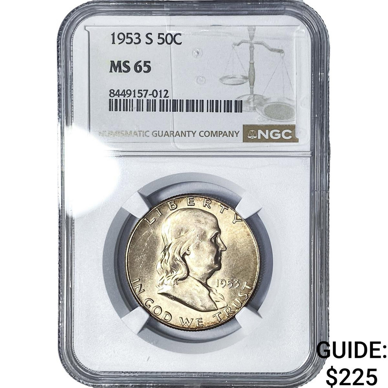 1953-S Franklin Half Dollar NGC MS65: 1953-S Franklin Half Dollar NGC MS65