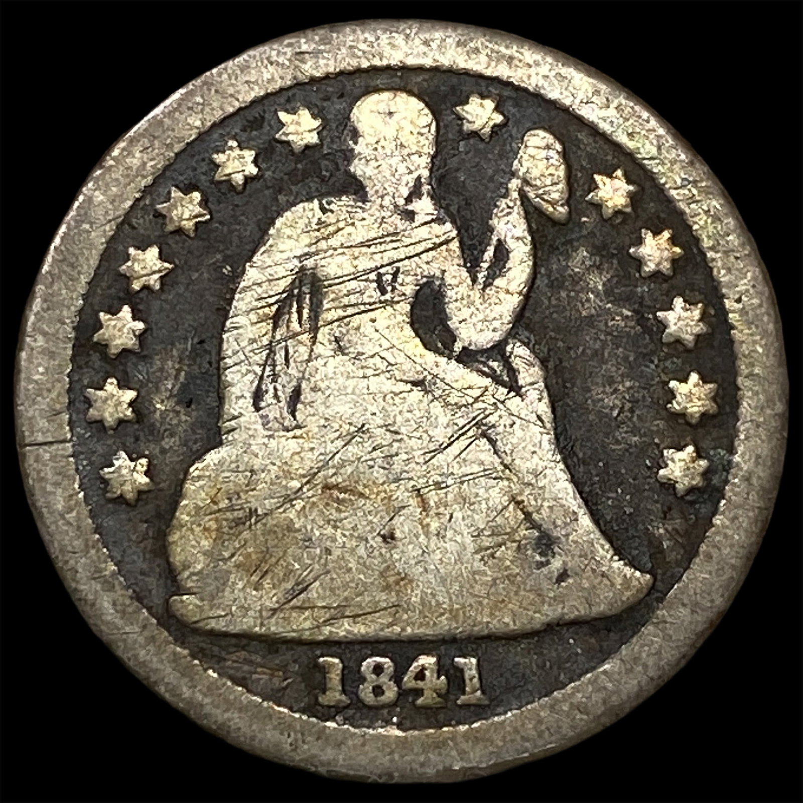 1841-O Silver Seated Liberty Dime NICELY CIRCULATED: 1841-O Silver Seated Liberty Dime NICELY CIRCULATED