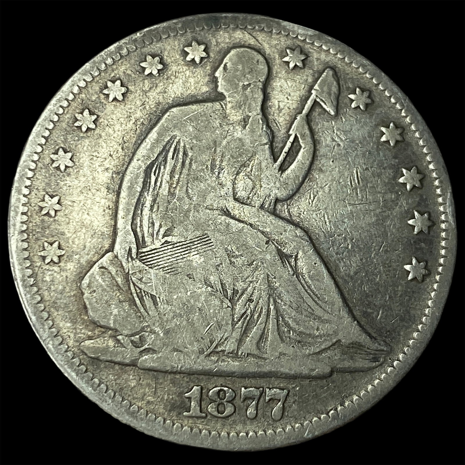 1877 Seated Liberty Half Dollar LIGHTLY CIRCULATED: 1877 Seated Liberty Half Dollar LIGHTLY CIRCULATED