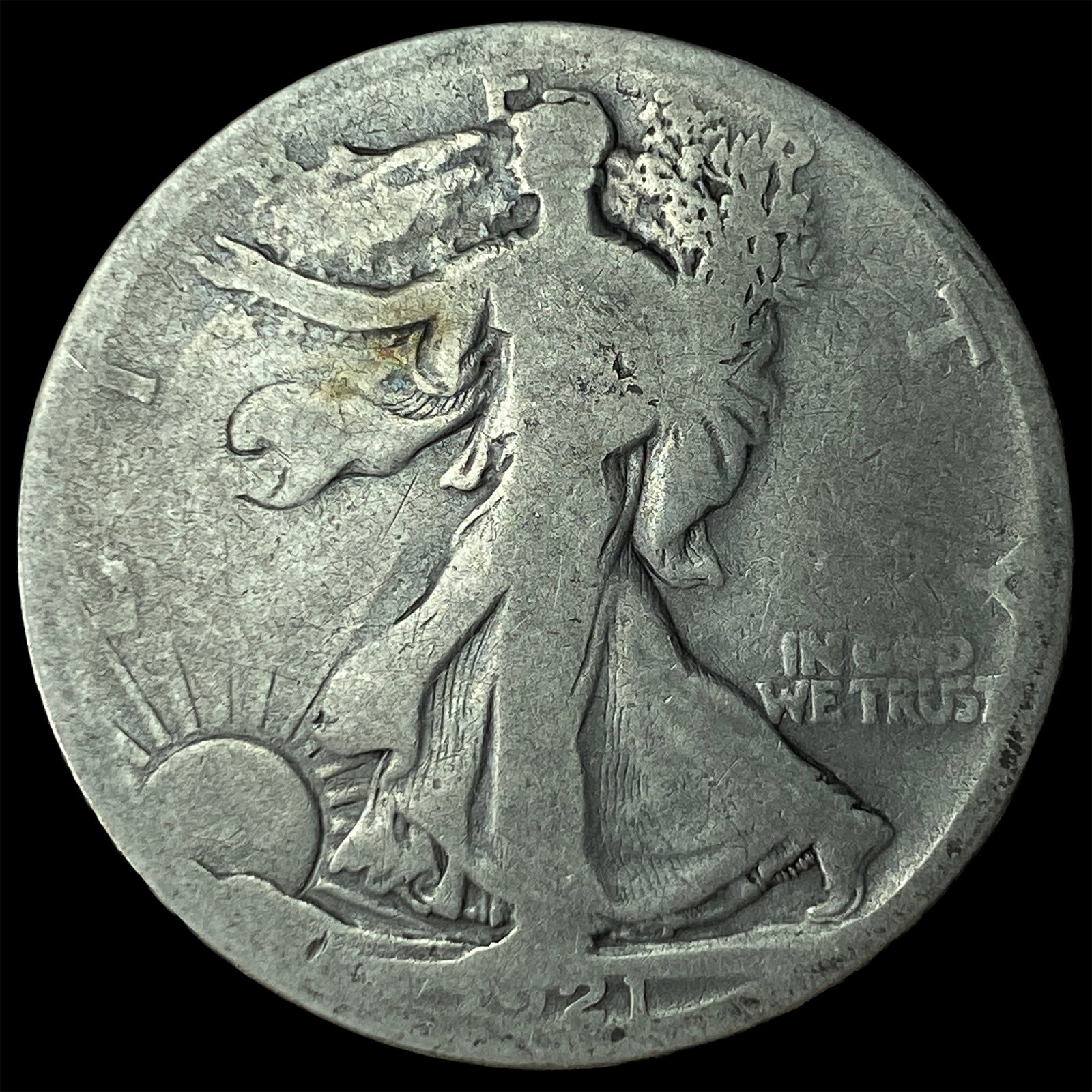 1921-S Silver Walking Liberty Half Dollar NICELY CIRCULATED: 1921-S Silver Walking Liberty Half Dollar NICELY CIRCULATED