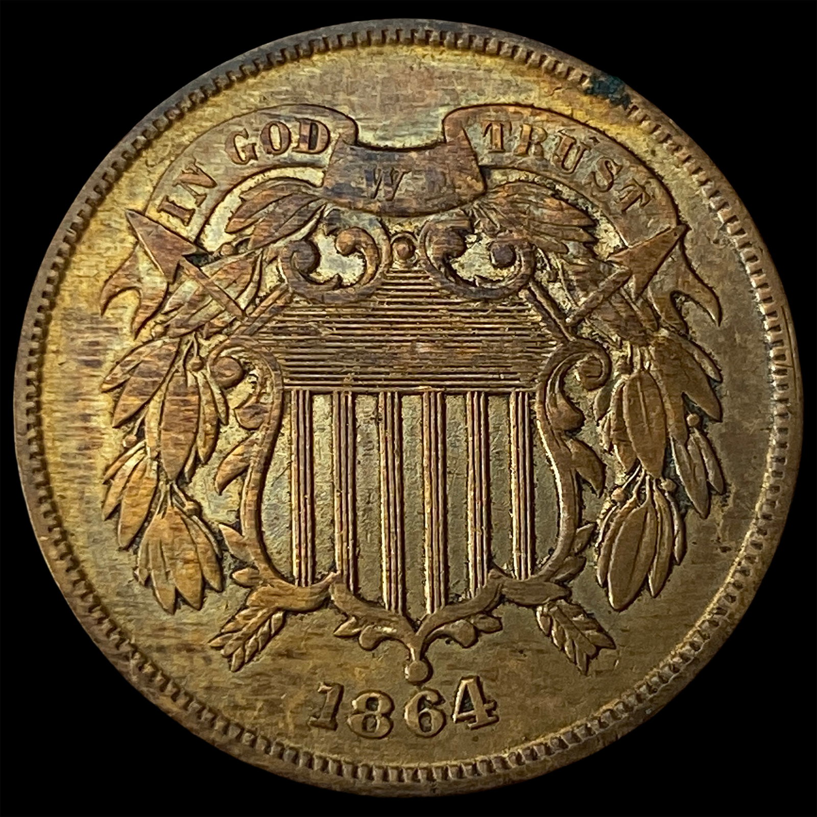 1864 Two-Cent Piece CHOICE AU: 1864 Two-Cent Piece CHOICE AU