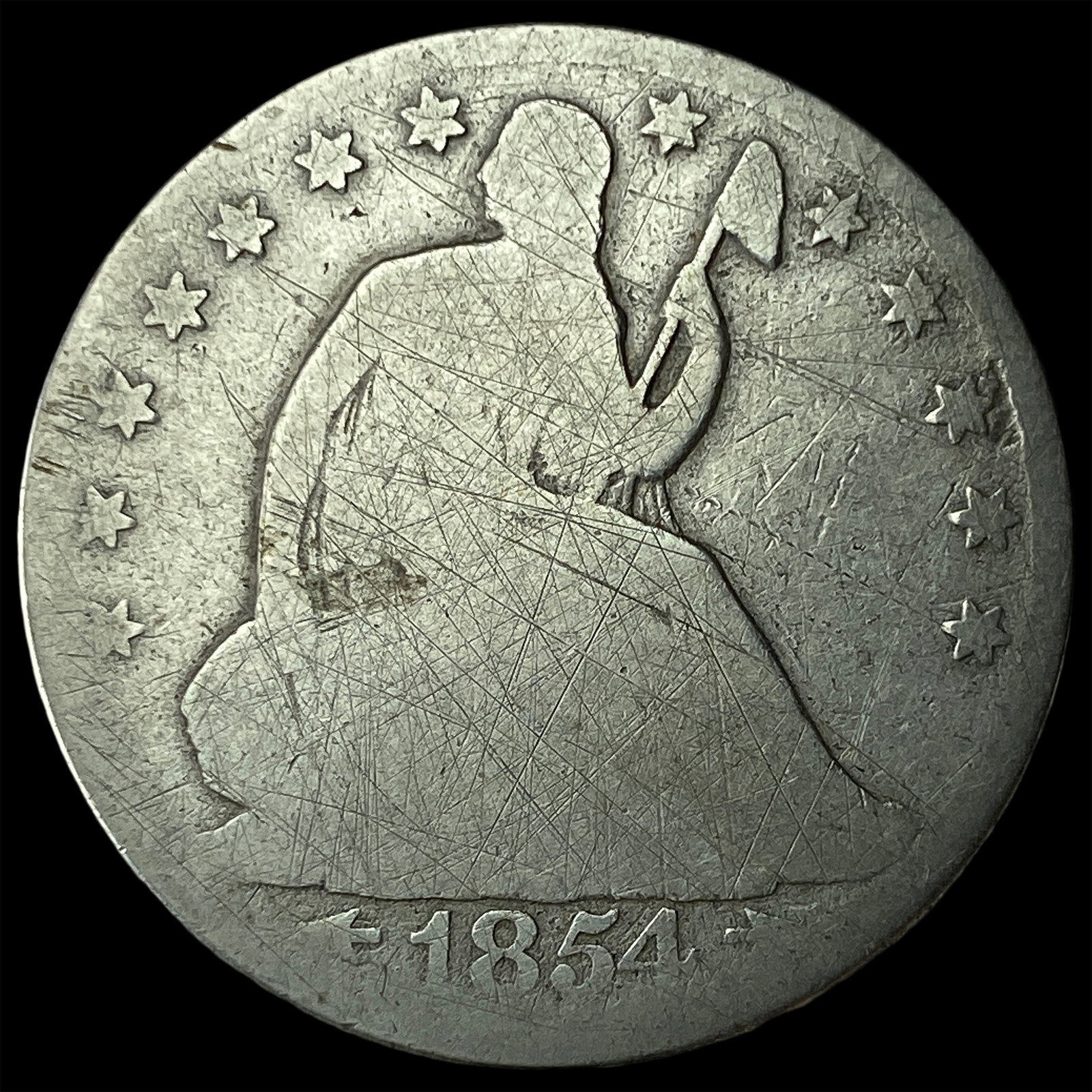 1854 Silver Seated Liberty Half Dollar NICELY CIRCULATED: 1854 Silver Seated Liberty Half Dollar NICELY CIRCULATED