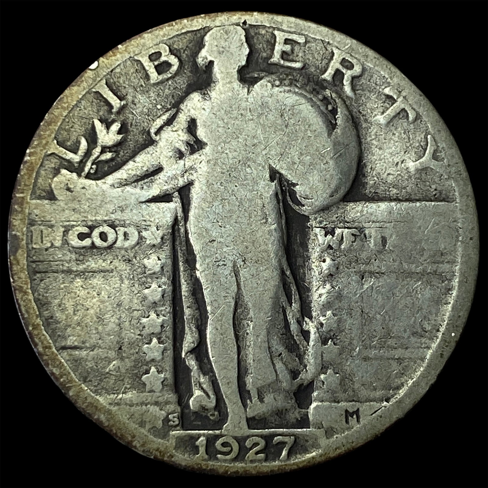 1927-S Silver Standing Liberty Quarter LIGHTLY CIRCULATED: 1927-S Silver Standing Liberty Quarter LIGHTLY CIRCULATED