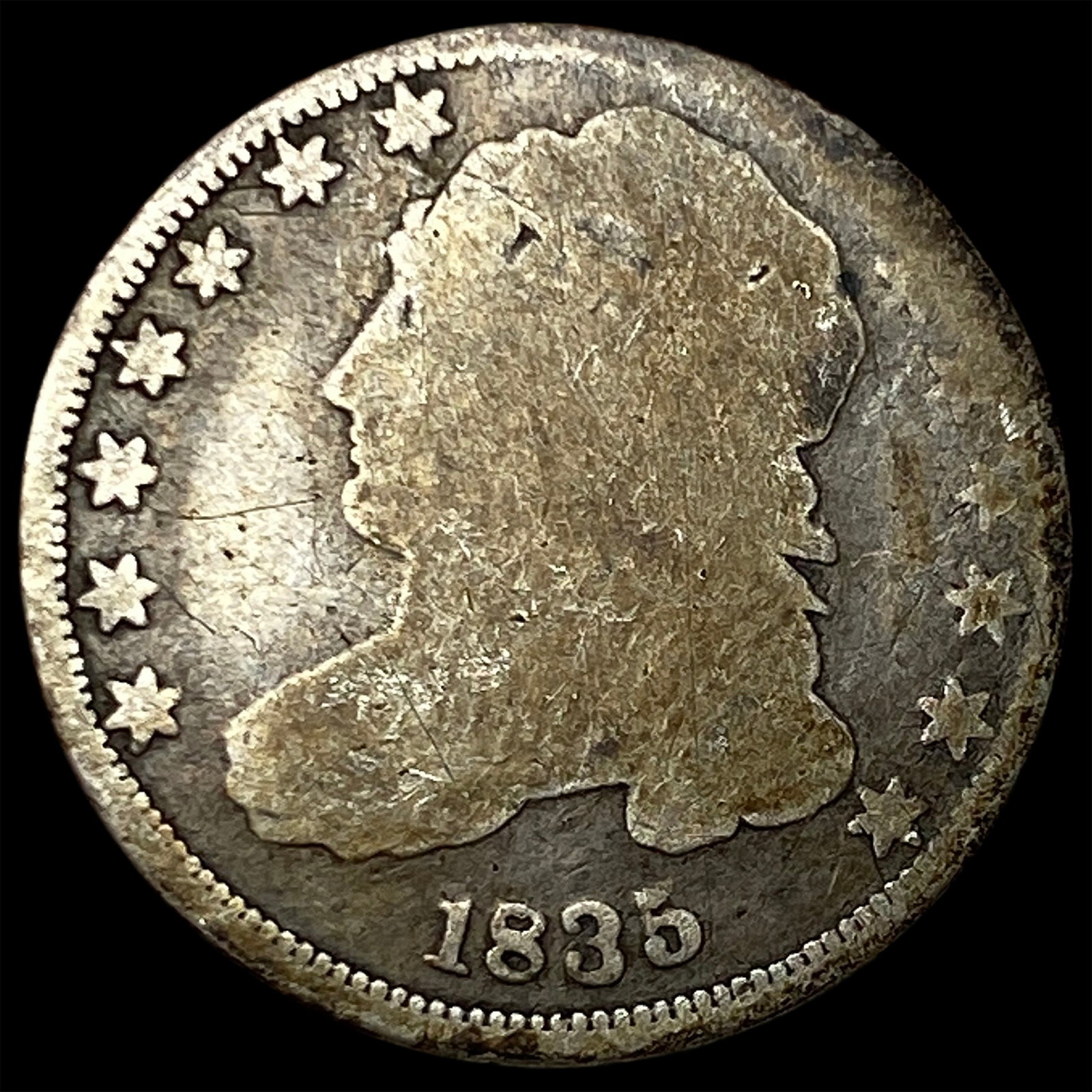 1835 Silver Capped Bust Dime NICELY CIRCULATED: 1835 Silver Capped Bust Dime NICELY CIRCULATED