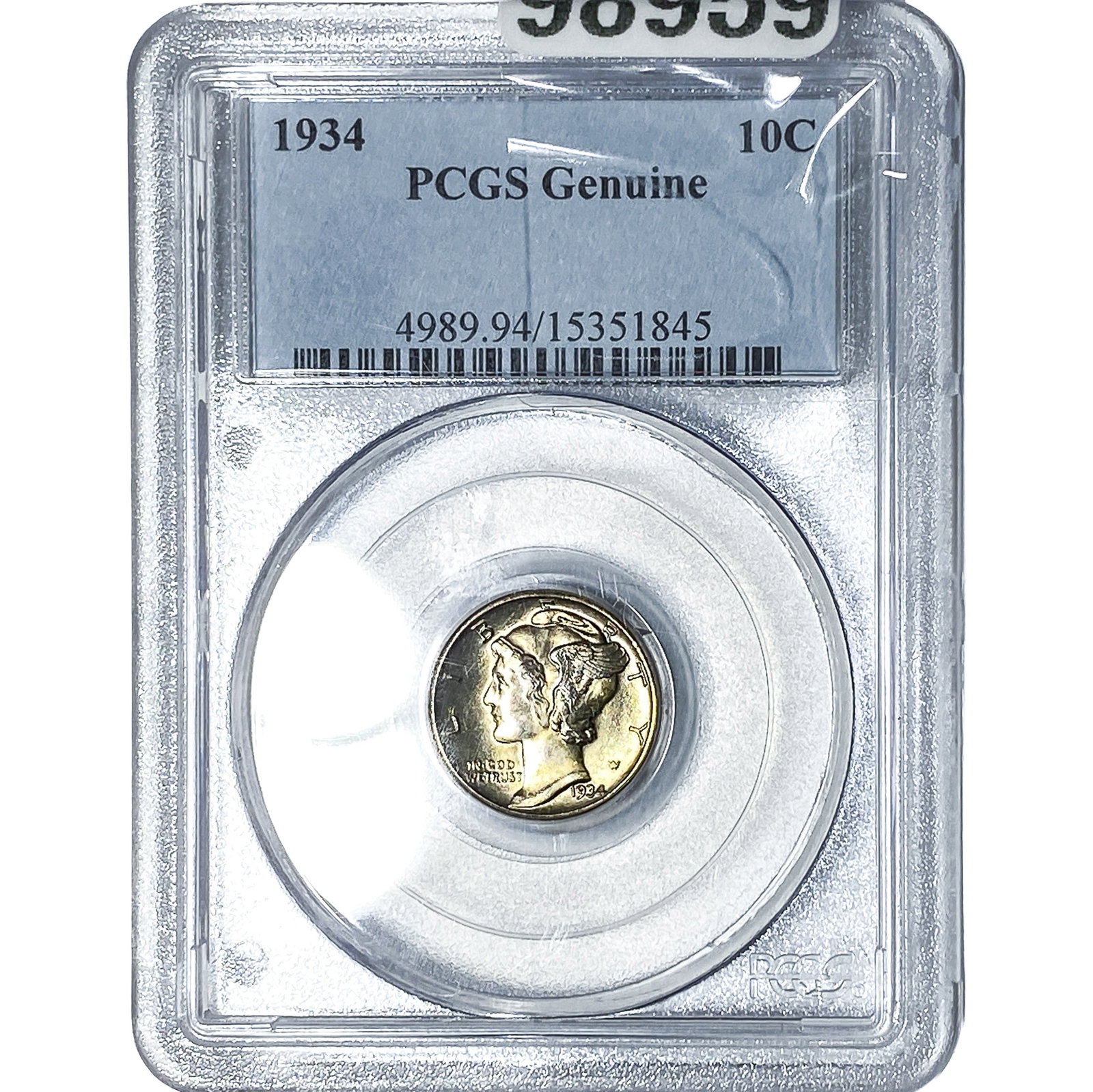 1934 Mercury Silver Dime PCGS Genuine: 1934 Mercury Silver Dime PCGS Genuine