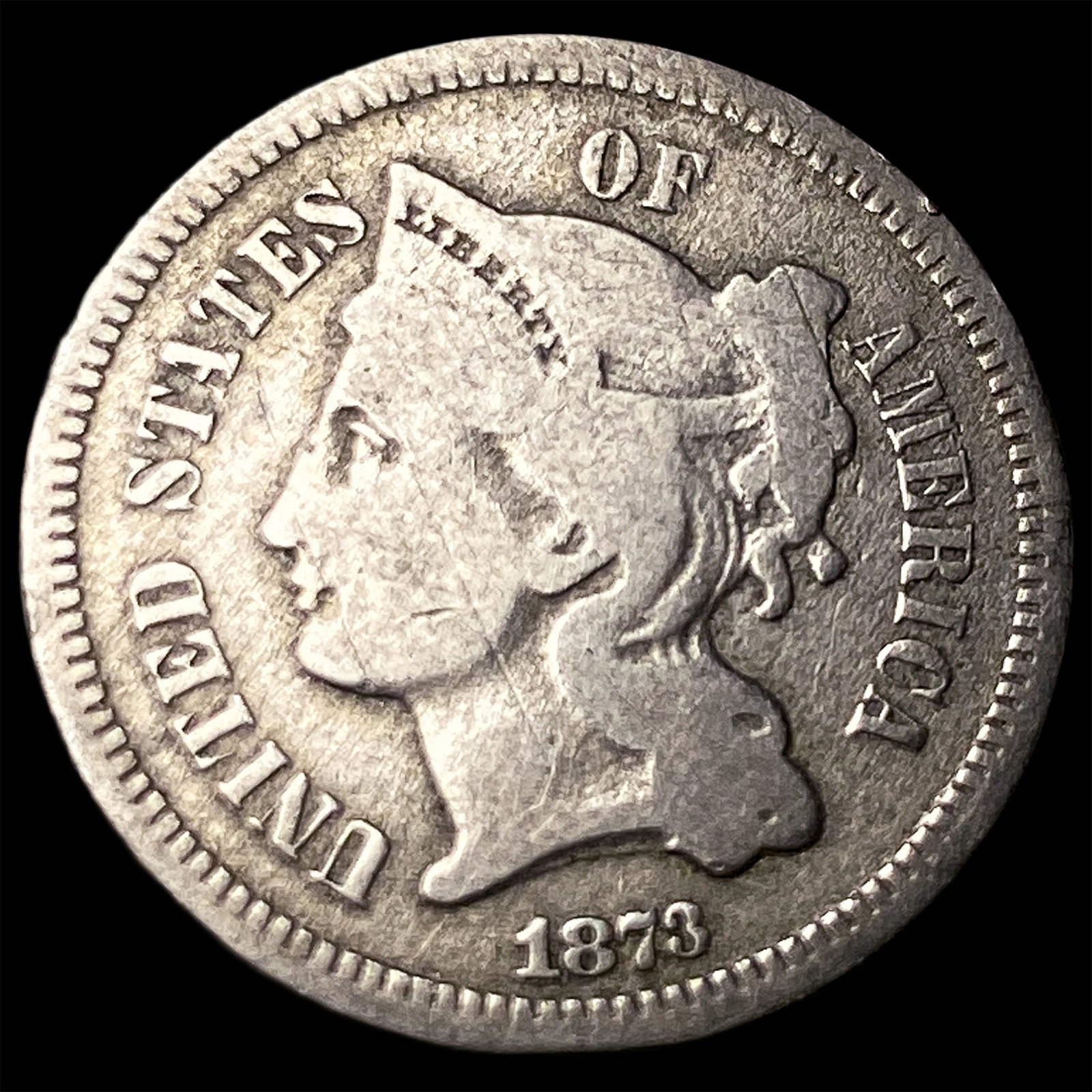 1873 Nickel Three-Cent Piece LIGHTLY CIRCULATED: 1873 Nickel Three-Cent Piece LIGHTLY CIRCULATED