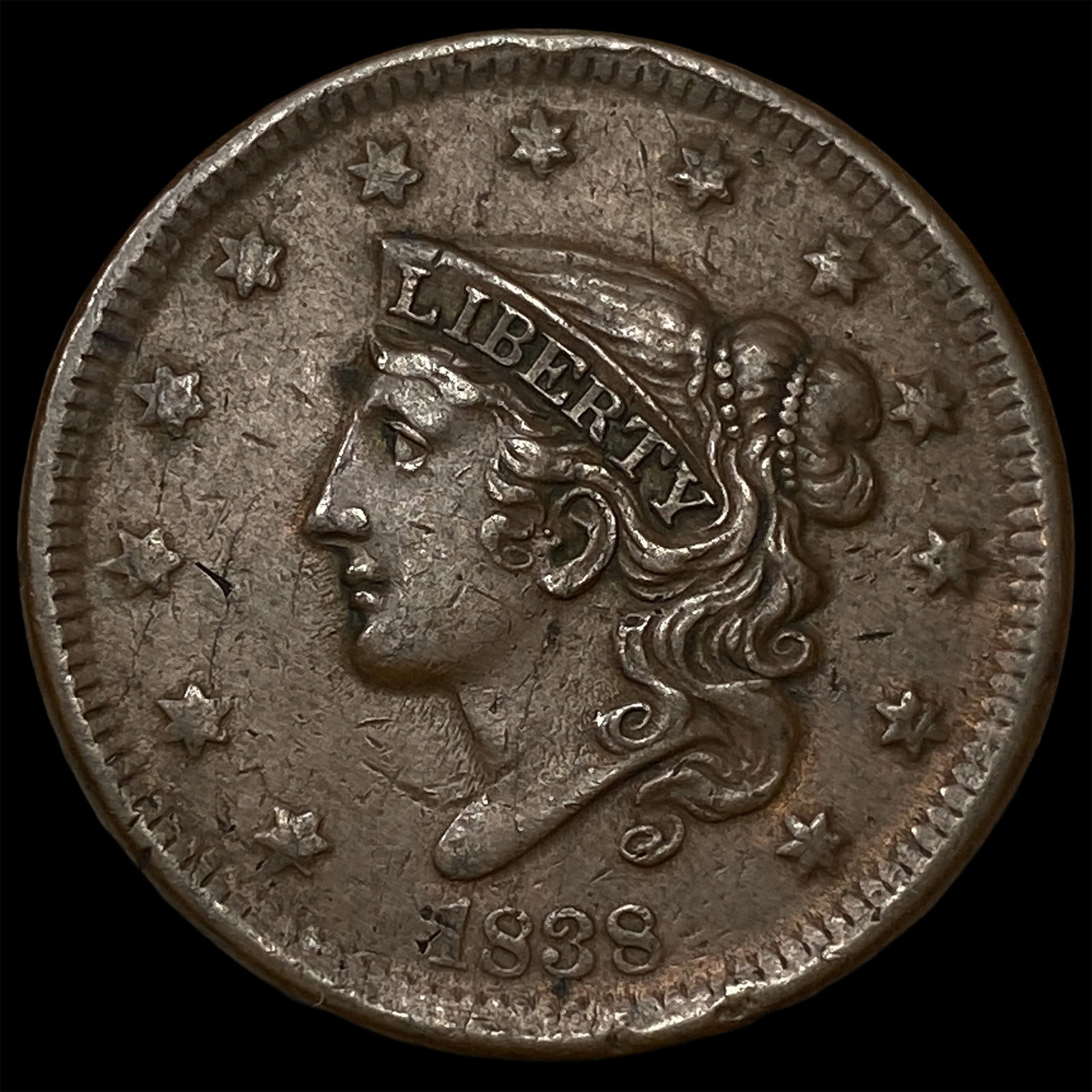 1838 Braided Hair Large Cent UNCIRCULATED: 1838 Braided Hair Large Cent UNCIRCULATED