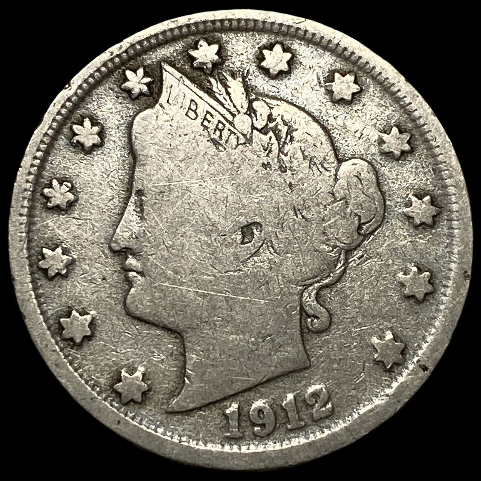 1912-S Liberty Head Nickel LIGHTLY CIRCULATED: 1912-S Liberty Head Nickel LIGHTLY CIRCULATED