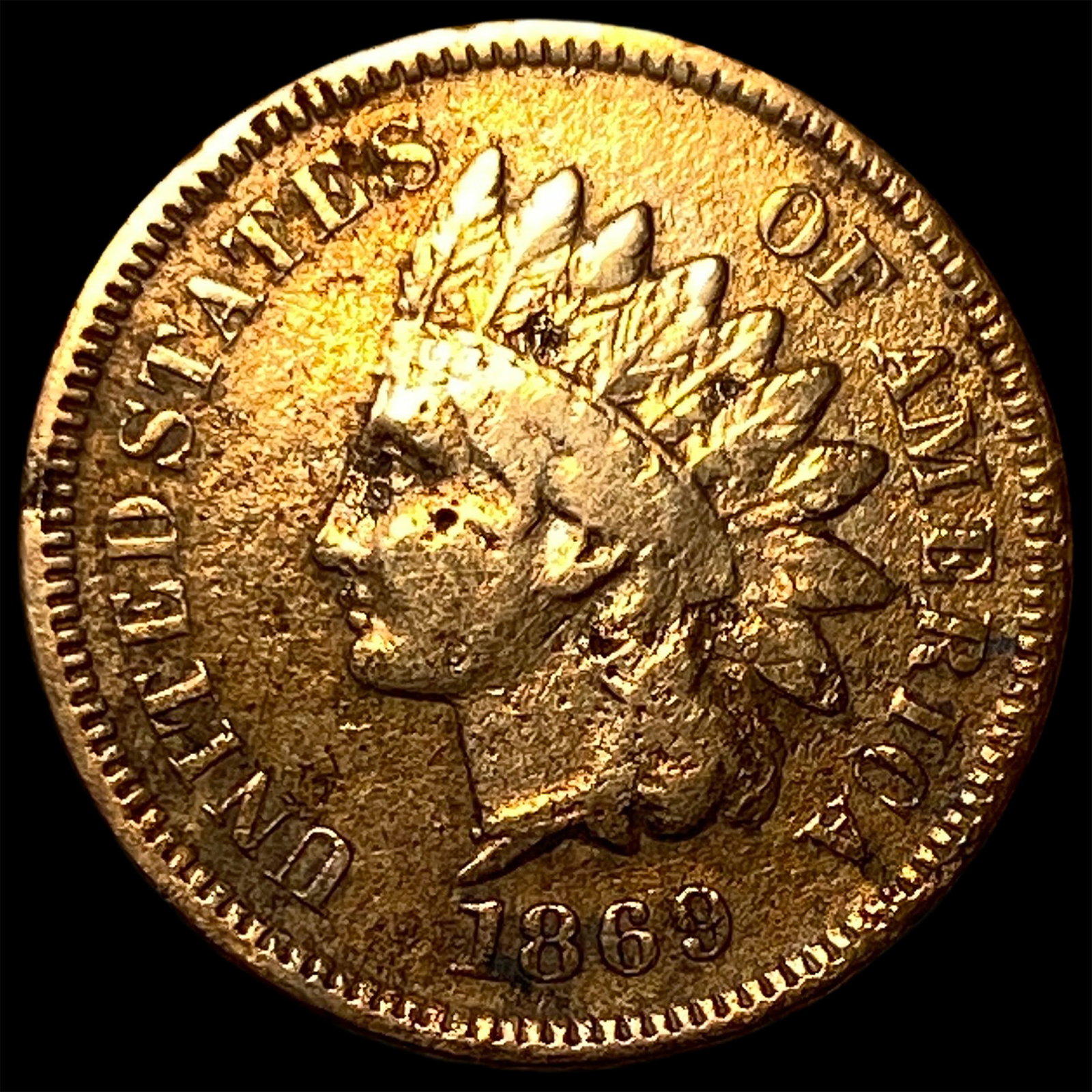 1869 Indian Head Cent NEARLY UNCIRCULATED: 1869 Indian Head Cent NEARLY UNCIRCULATED