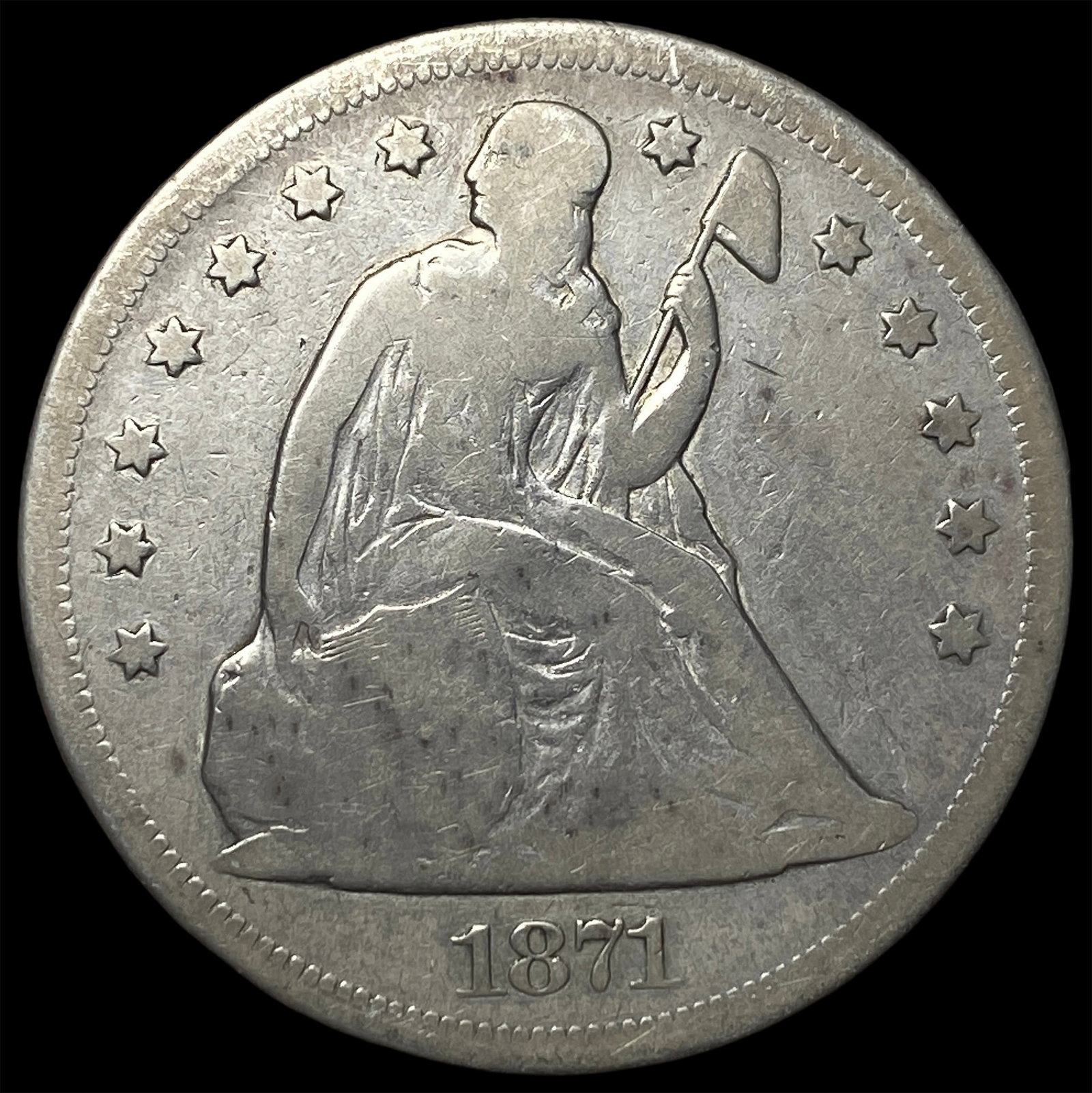 1871 Silver Seated Liberty Dollar NICELY CIRCULATED: 1871 Silver Seated Liberty Dollar NICELY CIRCULATED