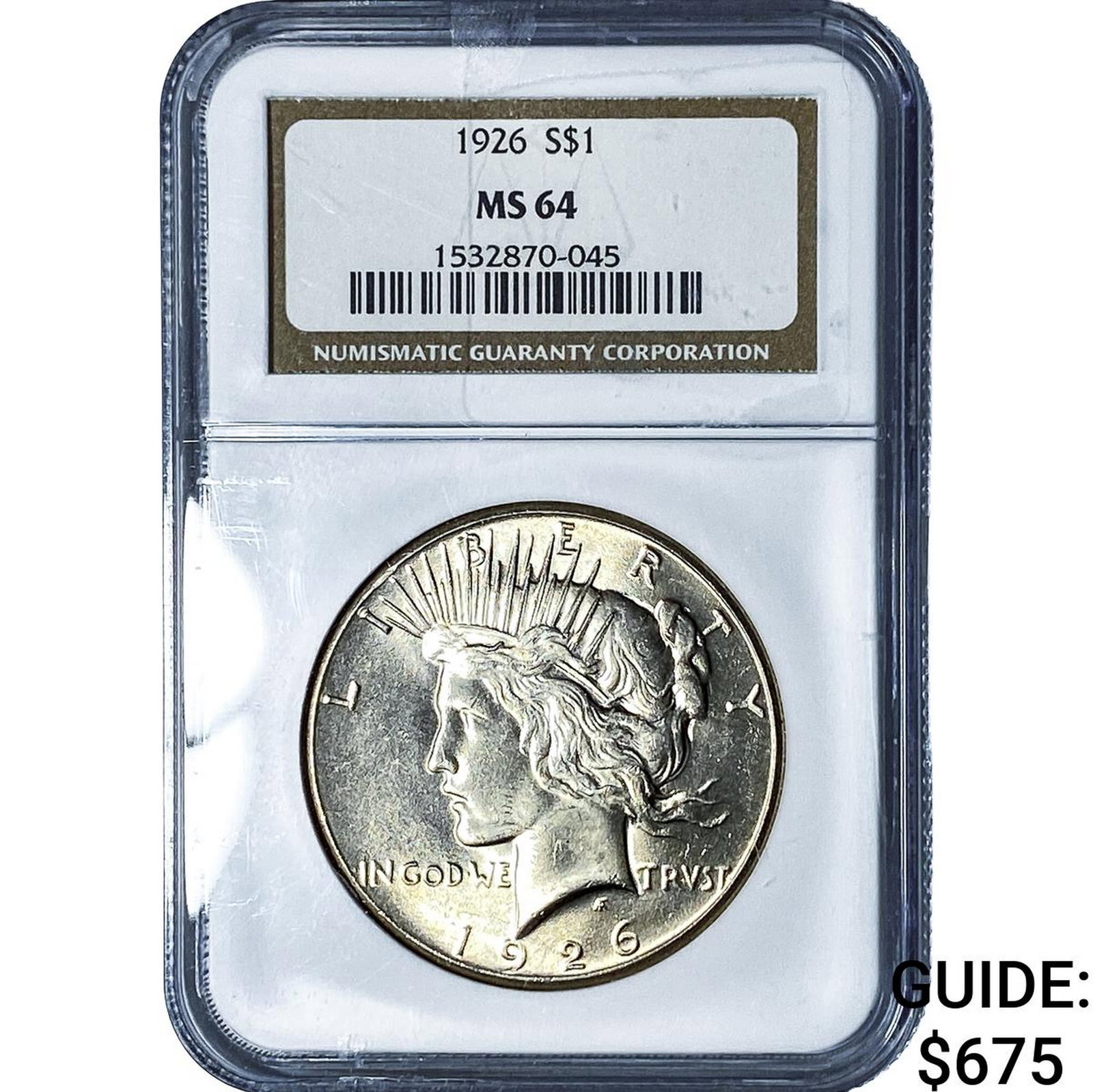 1926 Silver Peace Dollar NGC MS64: 1926 Silver Peace Dollar NGC MS64