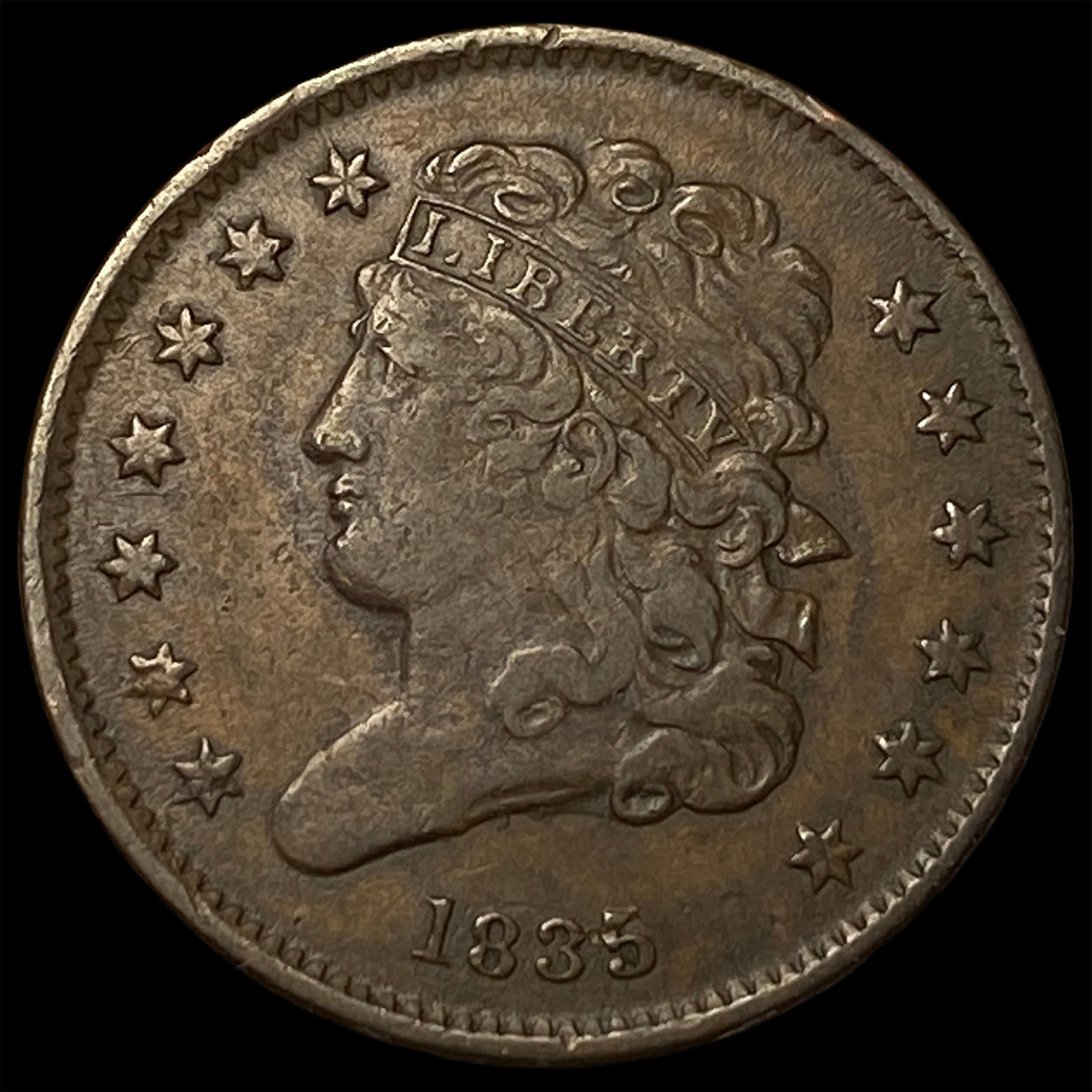 1835 Classic Head Half Cent NEARLY UNCIRCULATED: 1835 Classic Head Half Cent NEARLY UNCIRCULATED