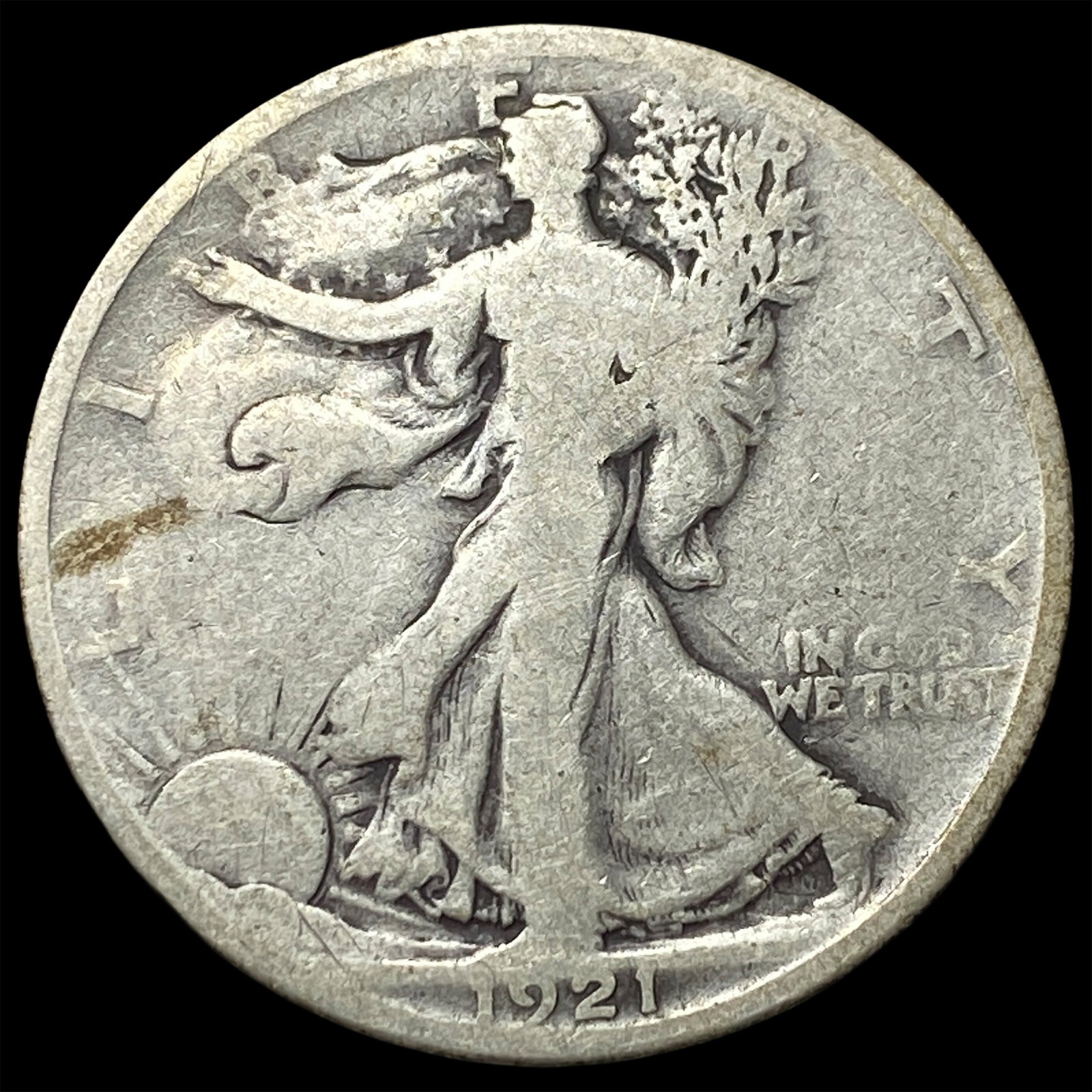1921 Silver Walking Liberty Half Dollar NICELY CIRCULATED: 1921 Silver Walking Liberty Half Dollar NICELY CIRCULATED