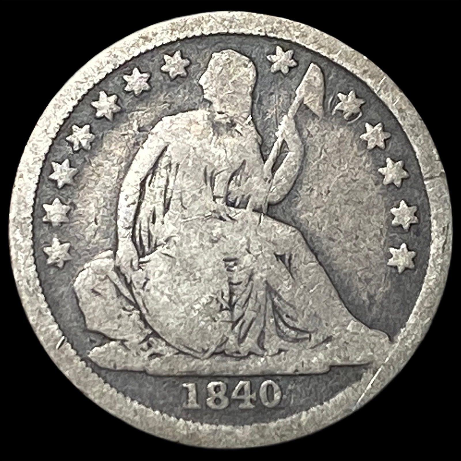 1840 Silver Seated Liberty Dime NICELY CIRCULATED: 1840 Silver Seated Liberty Dime NICELY CIRCULATED