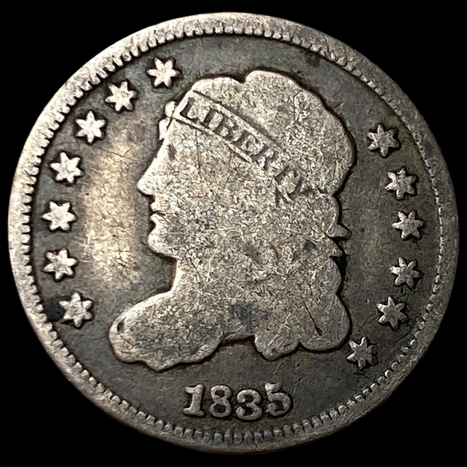1835 Silver Capped Bust Half Dime NICELY CIRCULATED: 1835 Silver Capped Bust Half Dime NICELY CIRCULATED