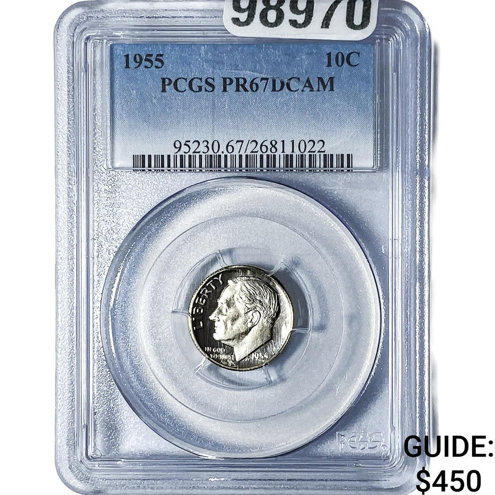 1955 Roosevelt Dime PCGS PR67 DCAM: 1955 Roosevelt Dime PCGS PR67 DCAM