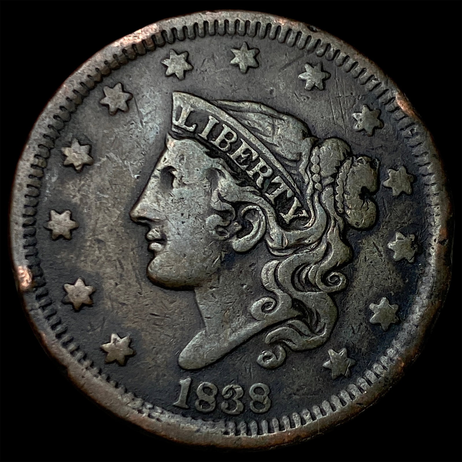 1838 Braided Hair Large Cent LIGHTLY CIRCULATED: 1838 Braided Hair Large Cent LIGHTLY CIRCULATED