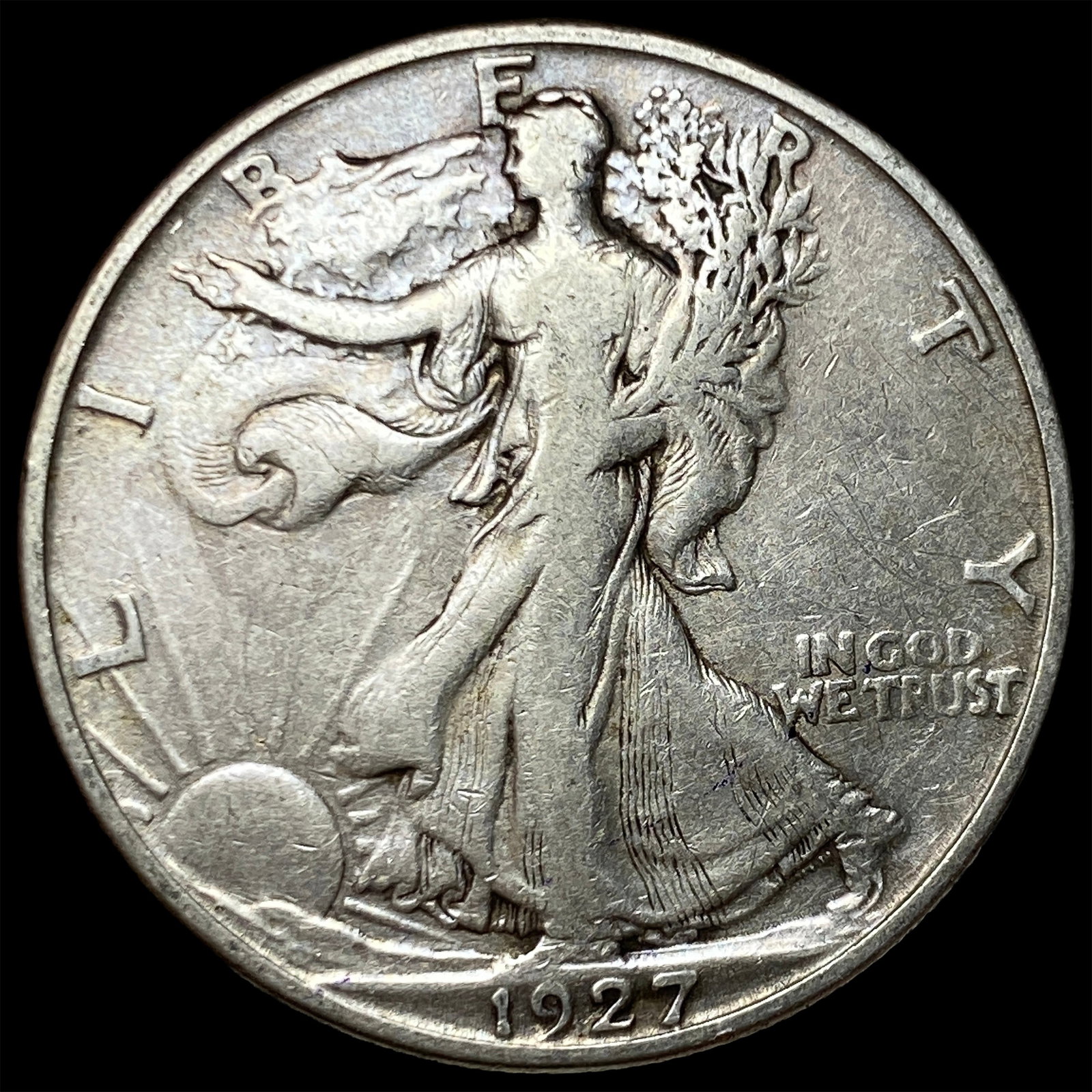 1927-S Silver Walking Liberty Half Dollar NEARLY UNCIRCULATED: 1927-S Silver Walking Liberty Half Dollar NEARLY UNCIRCULATED
