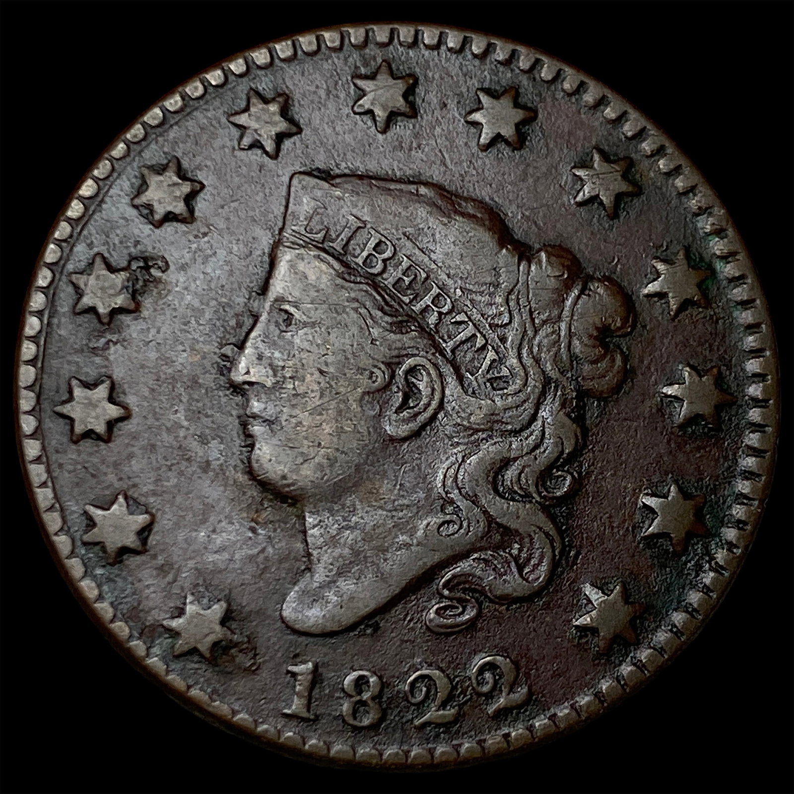 1822 Coronet Head Large Cent LIGHTLY CIRCULATED (1 of 2)