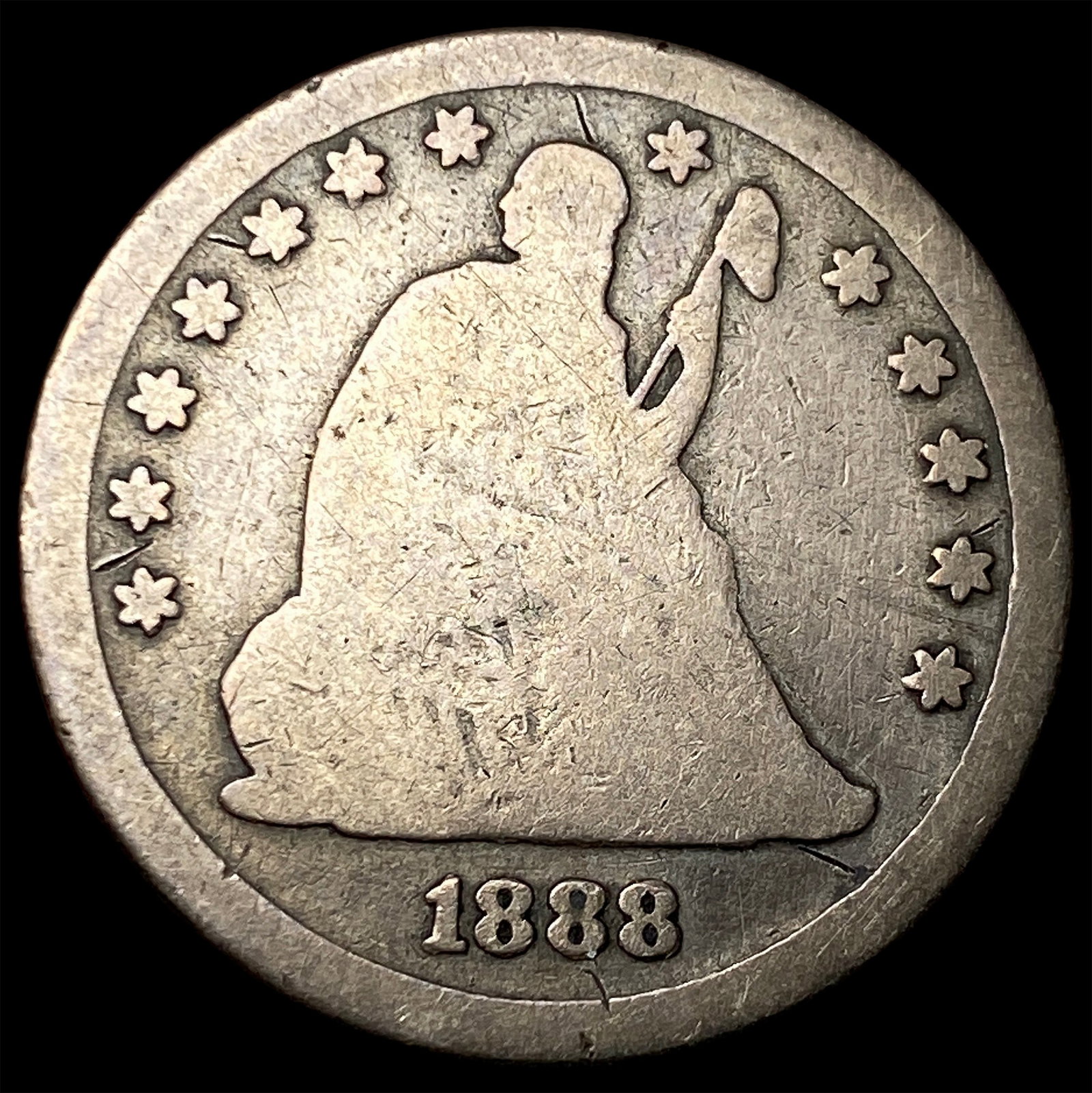 1888-S Silver Seated Liberty Quarter NICELY CIRCULATED: 1888-S Silver Seated Liberty Quarter NICELY CIRCULATED