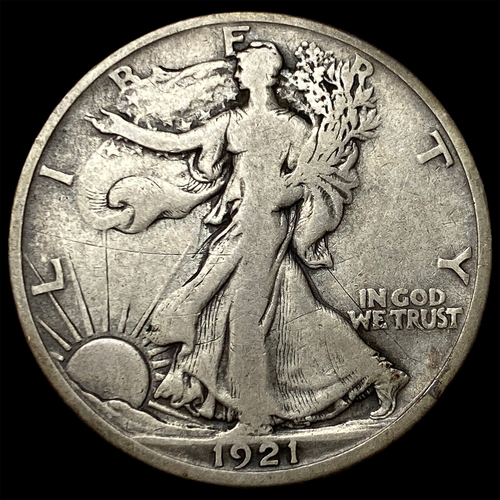 1921-D Silver Walking Liberty Half Dollar LIGHTLY CIRCULATED: 1921-D Silver Walking Liberty Half Dollar LIGHTLY CIRCULATED