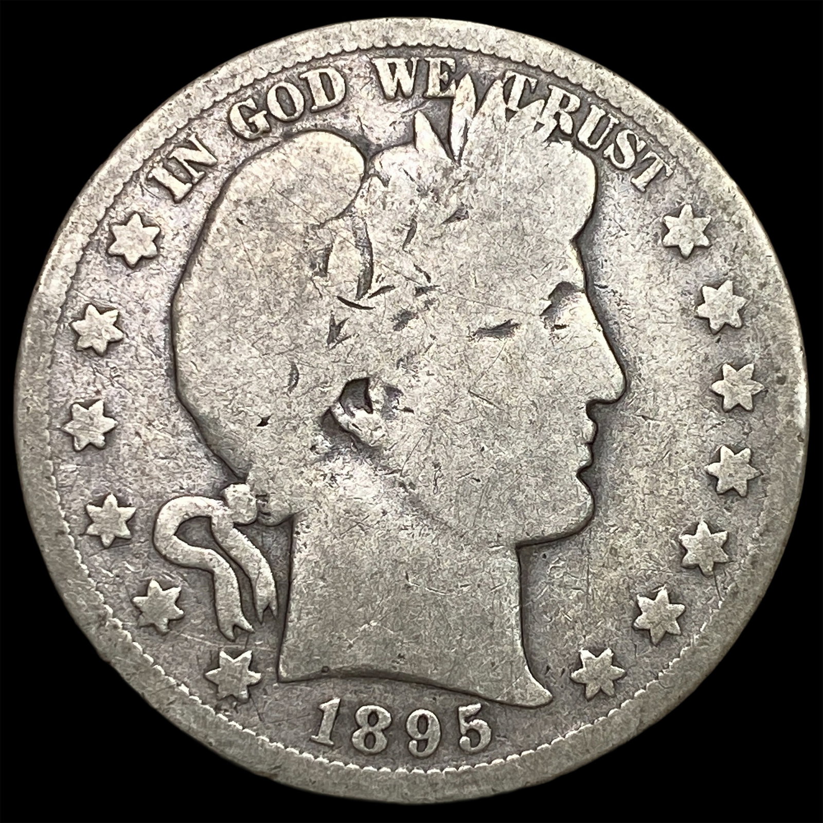 1895-S Silver Barber Half Dollar NICELY CIRCULATED: 1895-S Silver Barber Half Dollar NICELY CIRCULATED