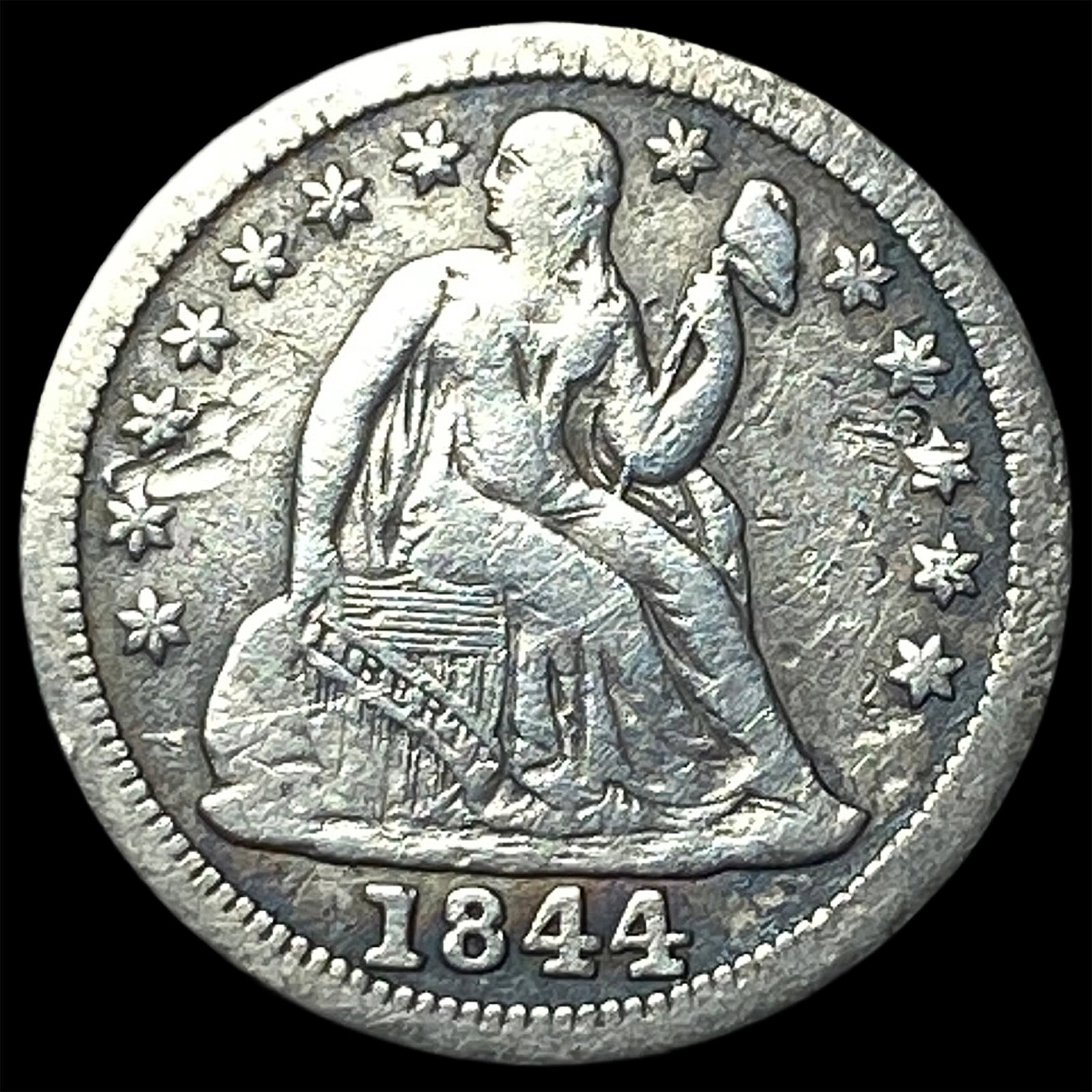 1844 Silver Seated Liberty Dime LIGHTLY CIRCULATED (1 of 2)