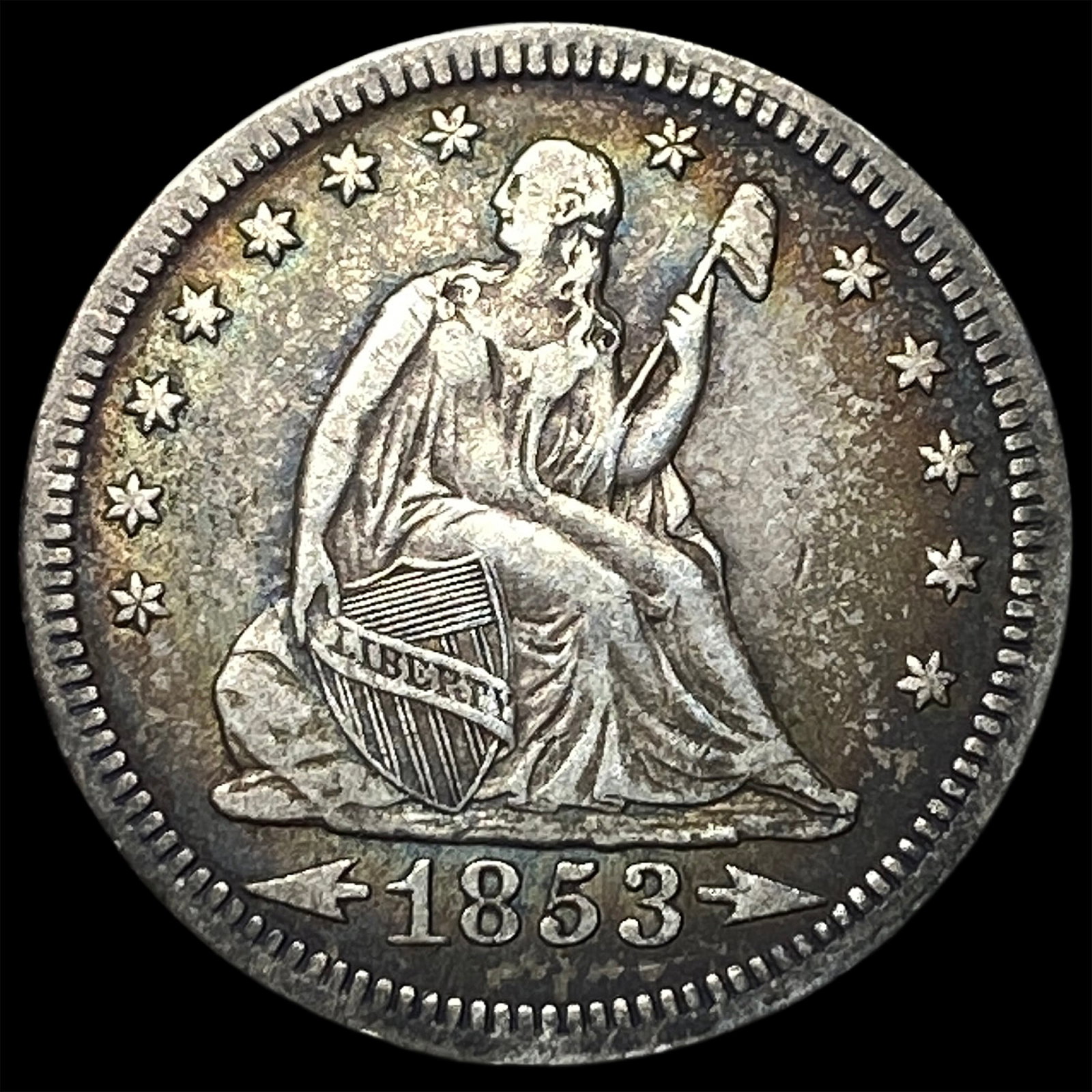 1853 Arrows/Rays Seated Liberty Quarter NEARLY UNCIRCULATED: 1853 Arrows/Rays Seated Liberty Quarter NEARLY UNCIRCULATED