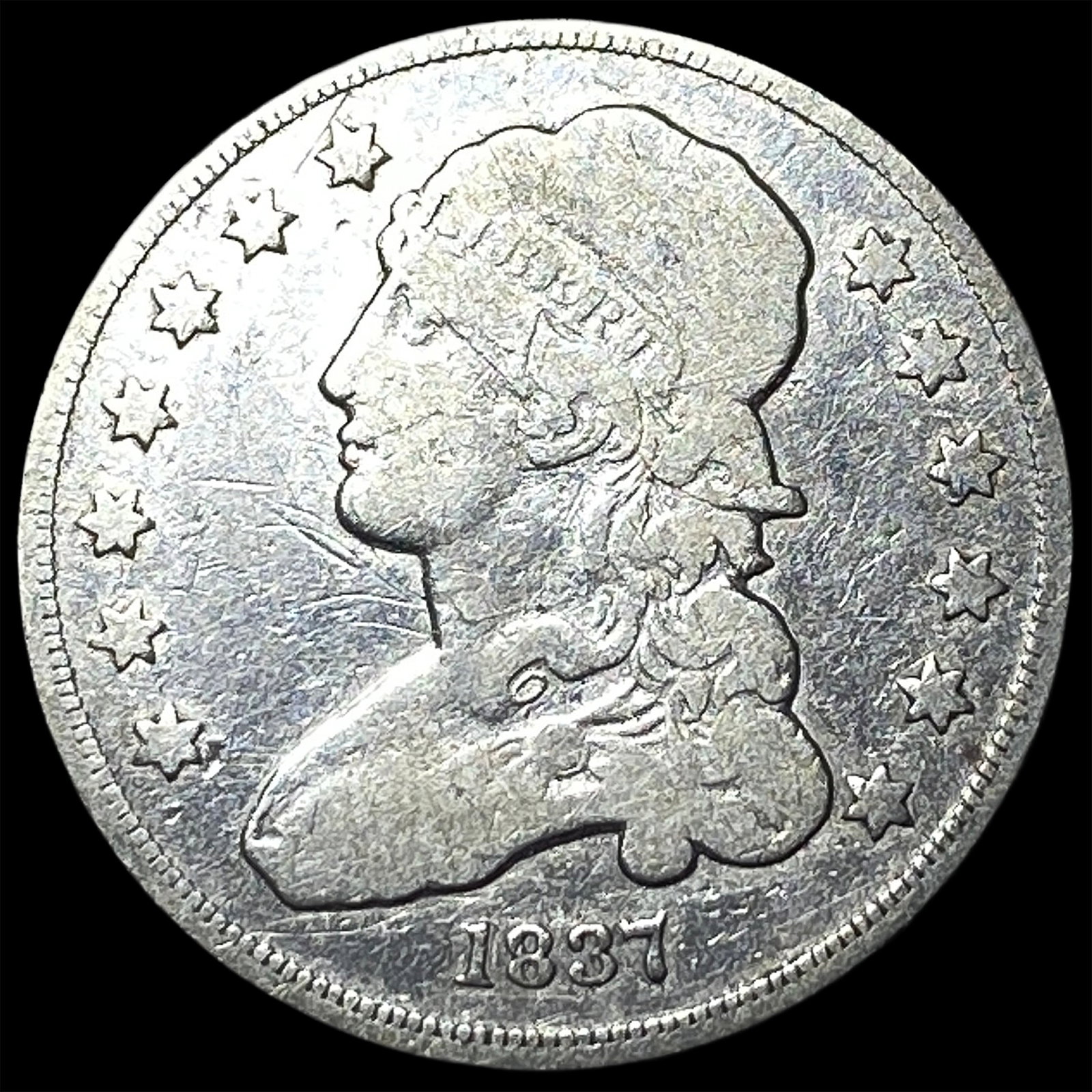 1837 Capped Bust Silver Quarter LIGHTLY CIRCULATED (1 of 2)