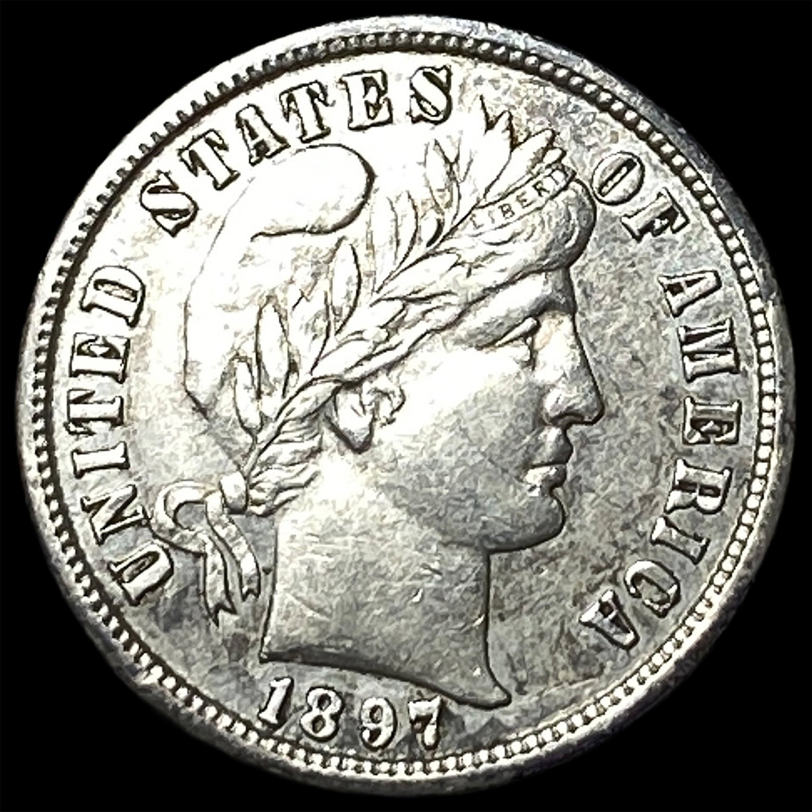 1897-S Silver Barber Dime CHOICE AU: 1897-S Silver Barber Dime CHOICE AU