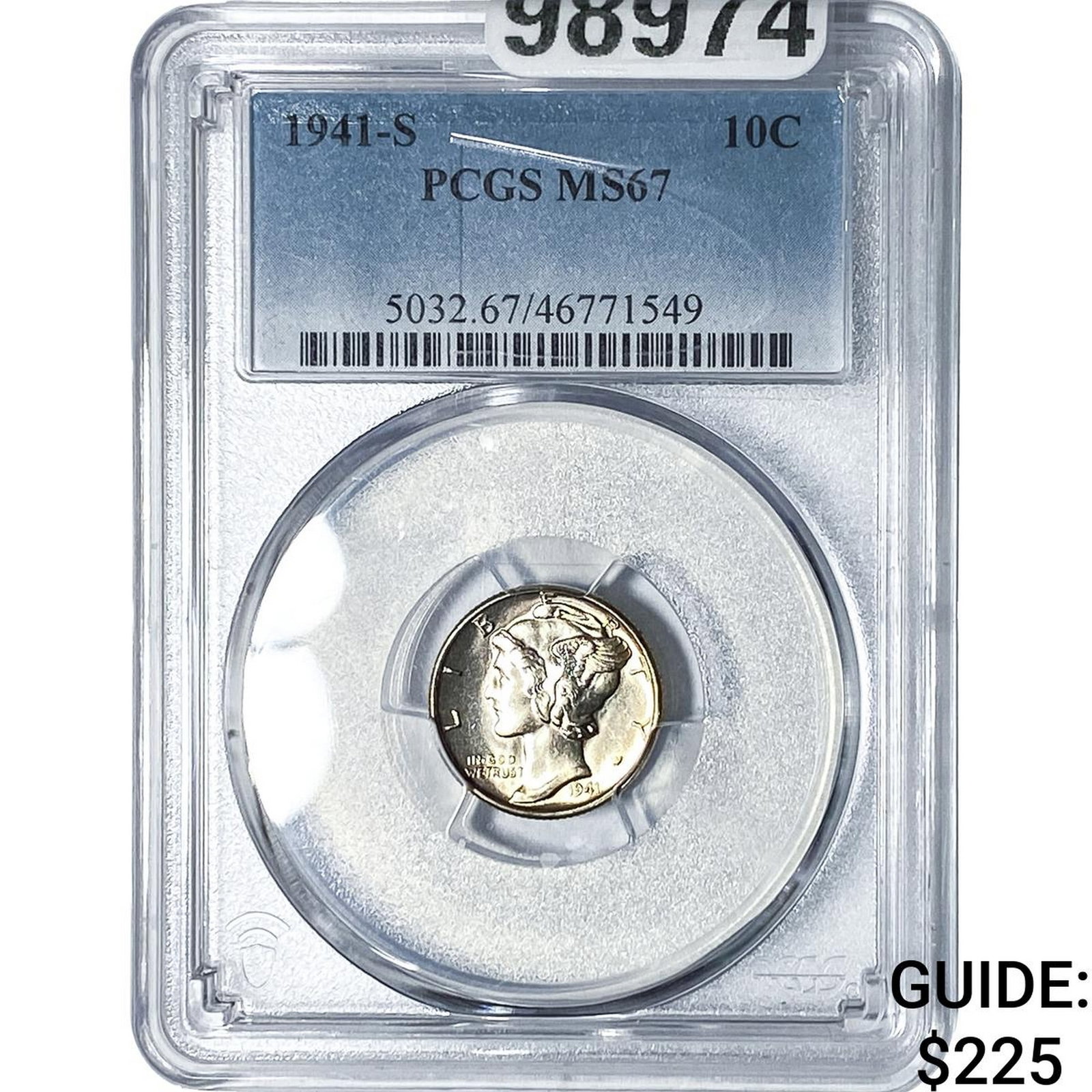 1941-S Mercury Silver Dime PCGS MS67: 1941-S Mercury Silver Dime PCGS MS67