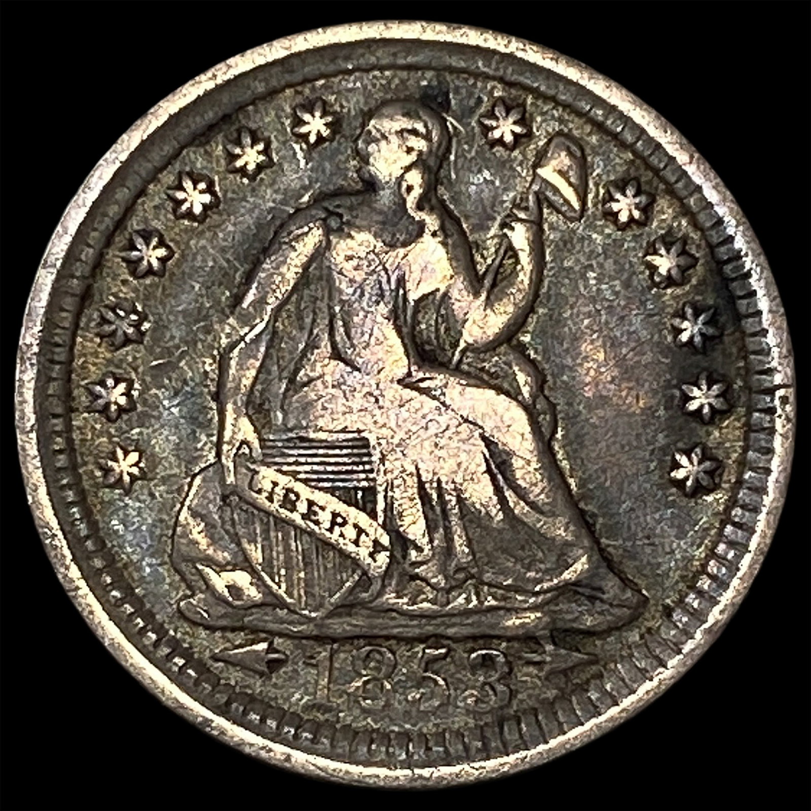 1853 Arrows Seated Liberty Half Dime LIGHTLY CIRCULATED (1 of 2)