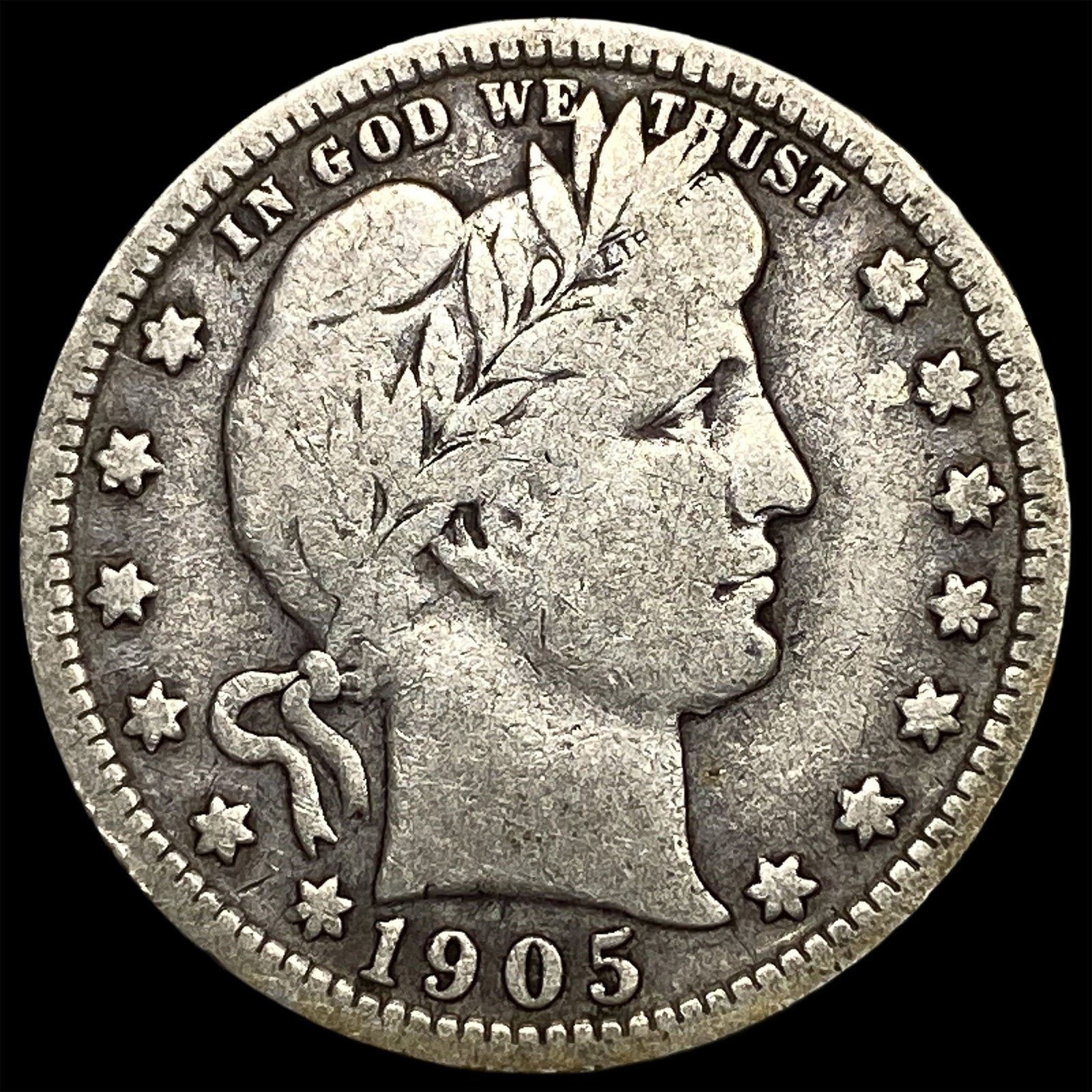 1905 Barber Silver Quarter LIGHTLY CIRCULATED: 1905 Barber Silver Quarter LIGHTLY CIRCULATED