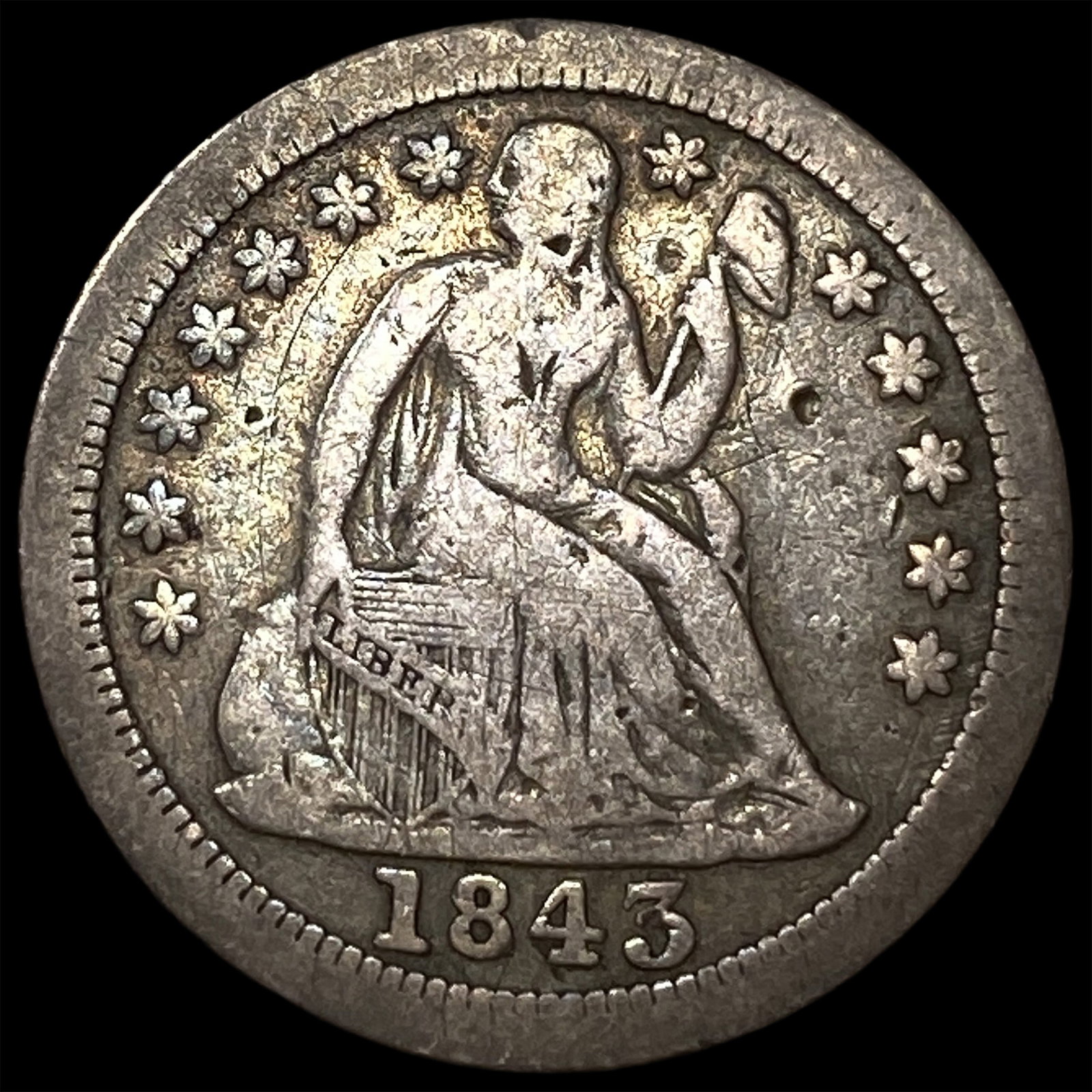 1843-O Seated Liberty Silver Dime LIGHTLY CIRCULATED (1 of 2)