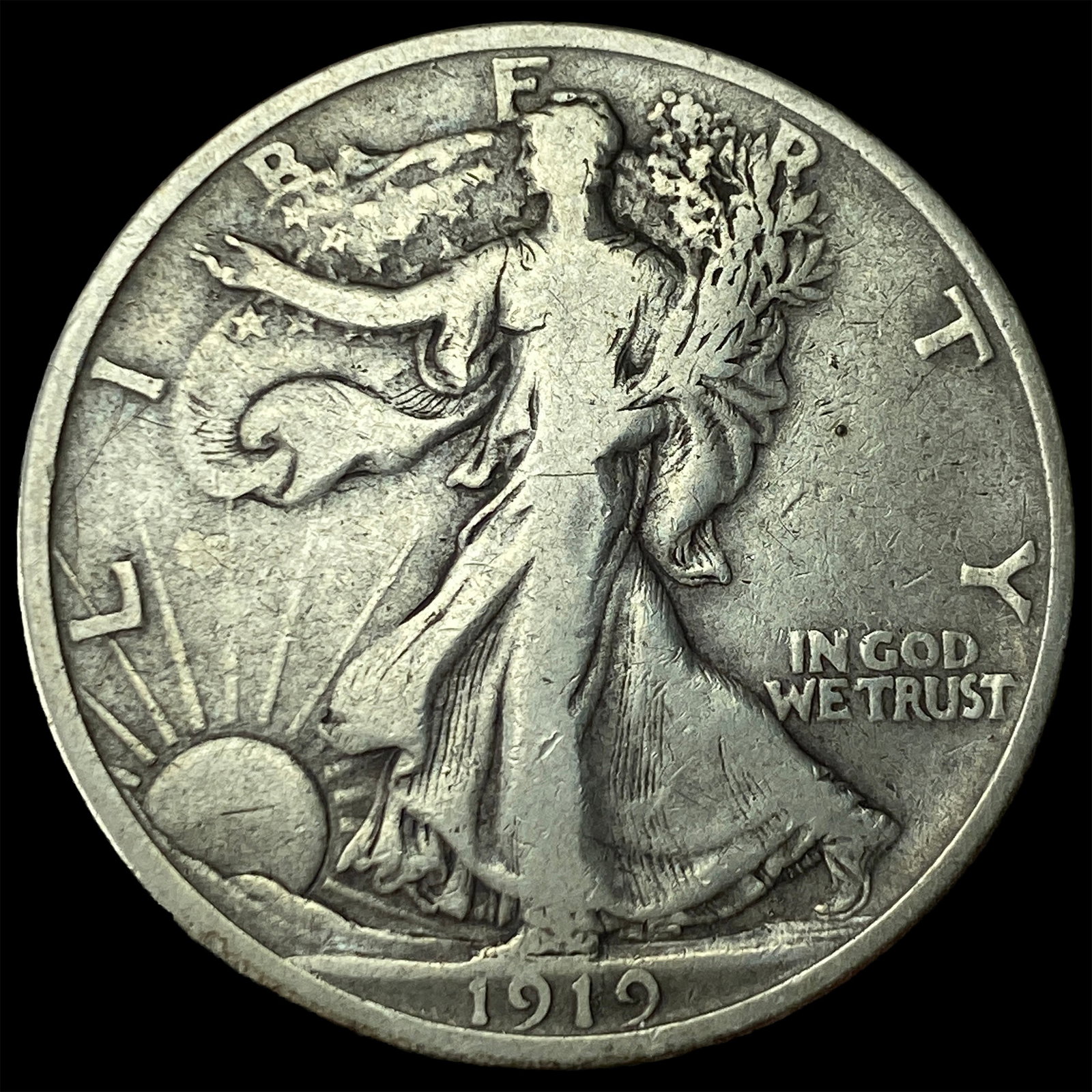 1919 Walking Liberty Half Dollar LIGHTLY CIRCULATED: 1919 Walking Liberty Half Dollar LIGHTLY CIRCULATED