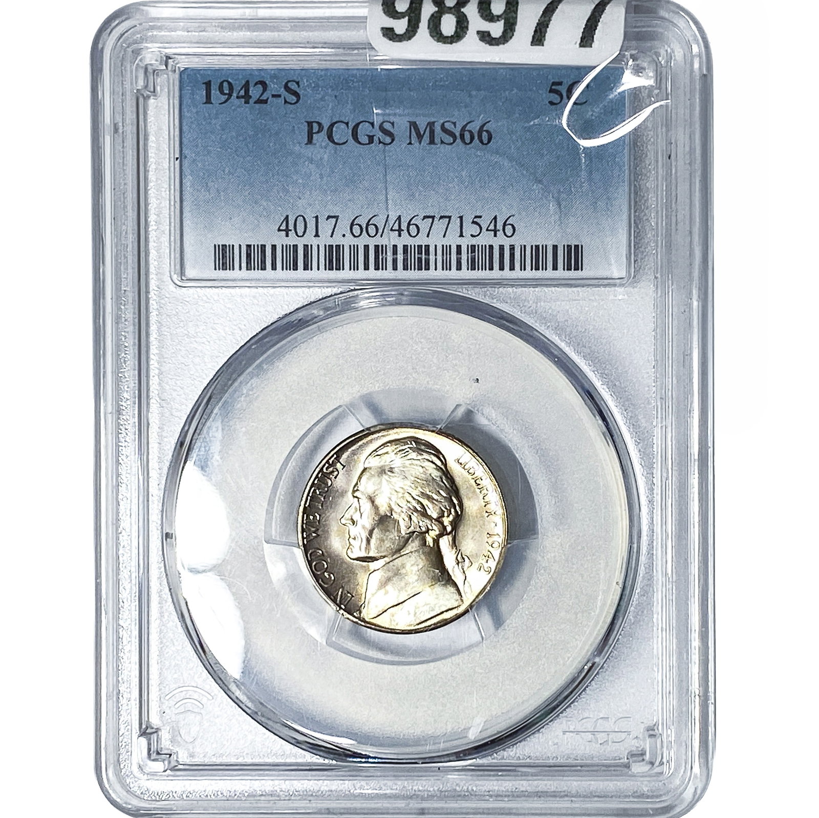 1942-S Jefferson Nickel PCGS MS66: 1942-S Jefferson Nickel PCGS MS66