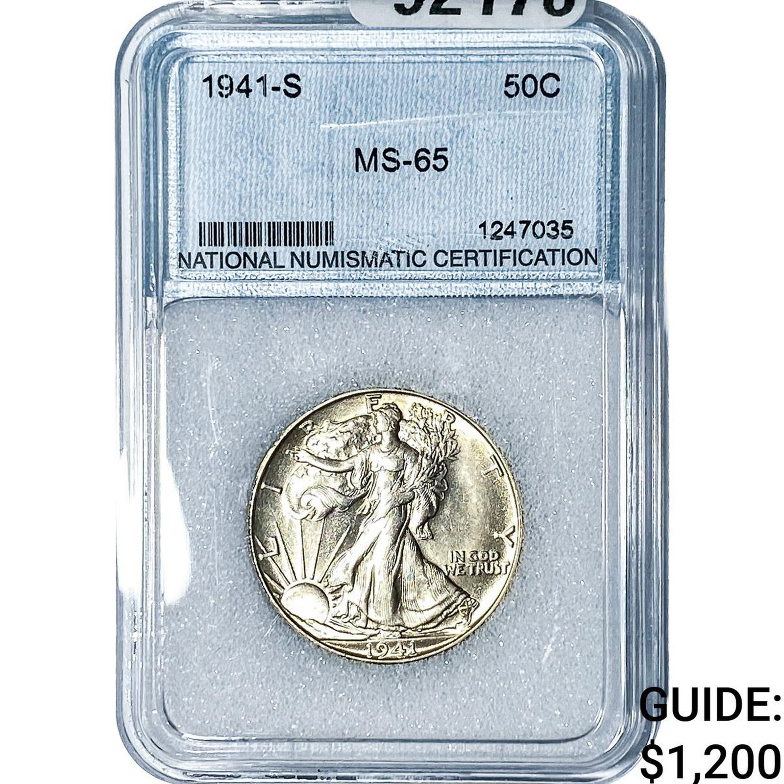 1941-S Walking Liberty Half Dollar NNC MS65: 1941-S Walking Liberty Half Dollar NNC MS65