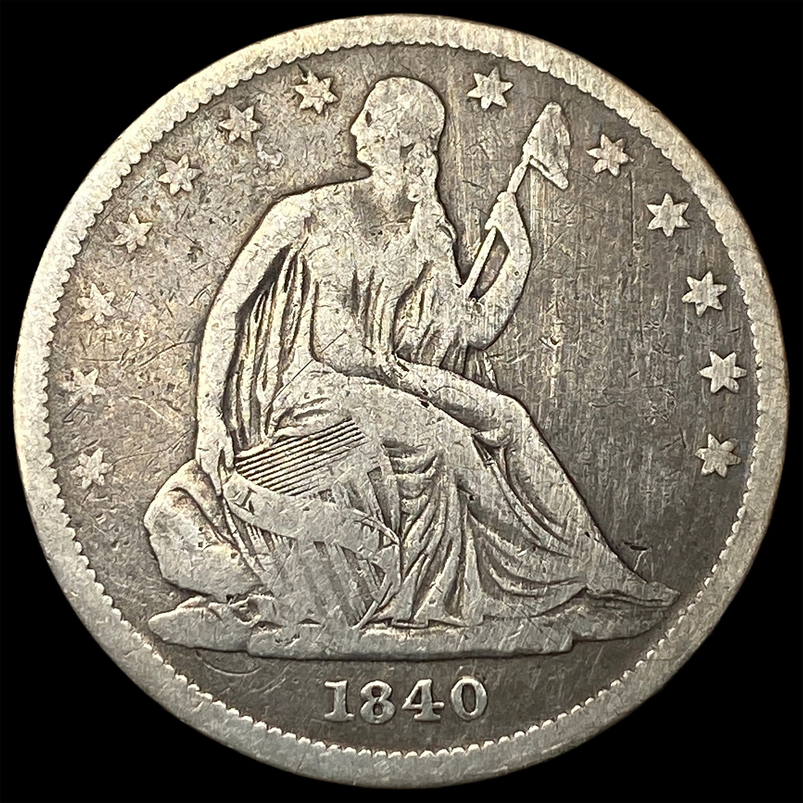 1840 Seated Liberty Half Dollar LIGHTLY CIRCULATED: 1840 Seated Liberty Half Dollar LIGHTLY CIRCULATED