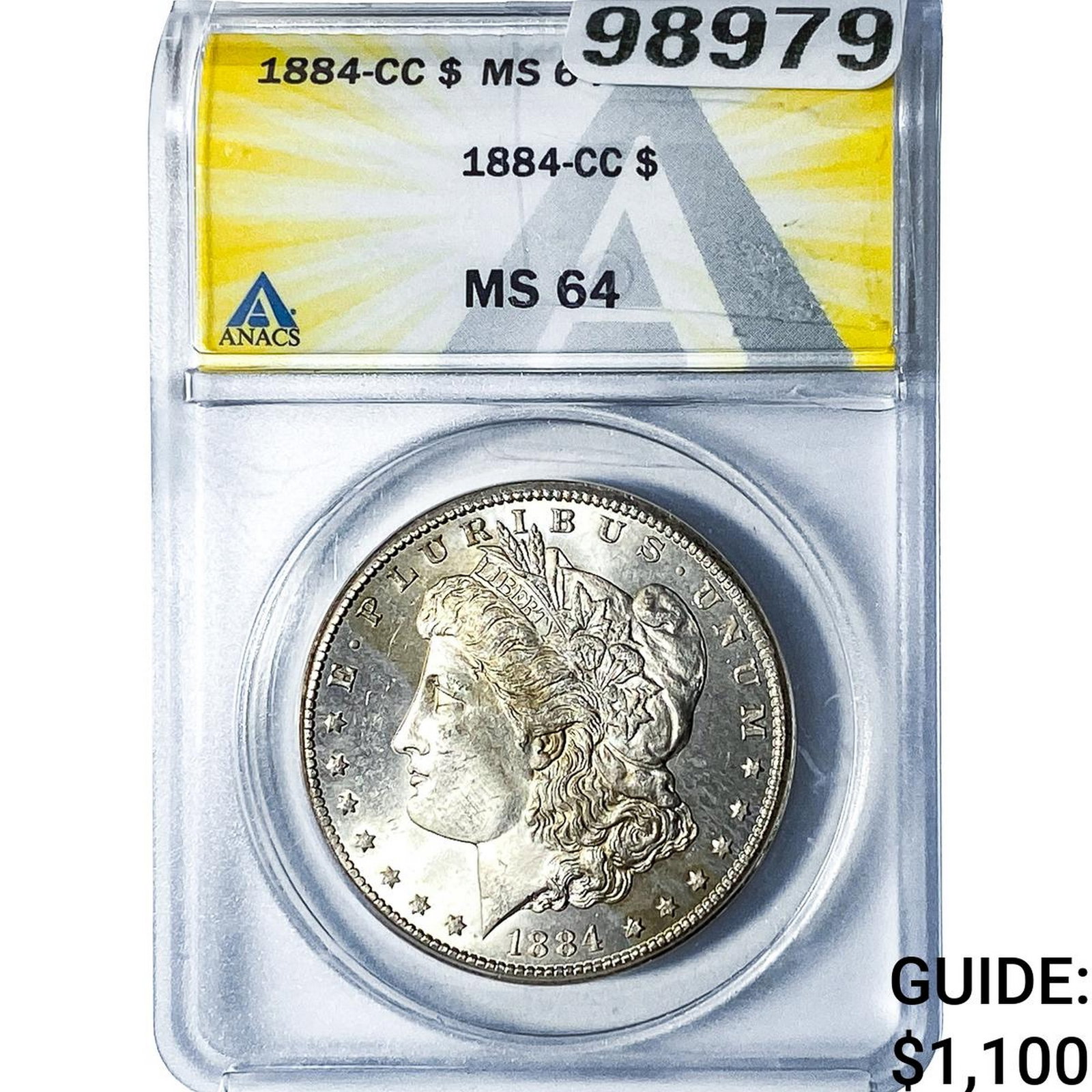 1884-CC Morgan Silver Dollar ANACS MS64: 1884-CC Morgan Silver Dollar ANACS MS64