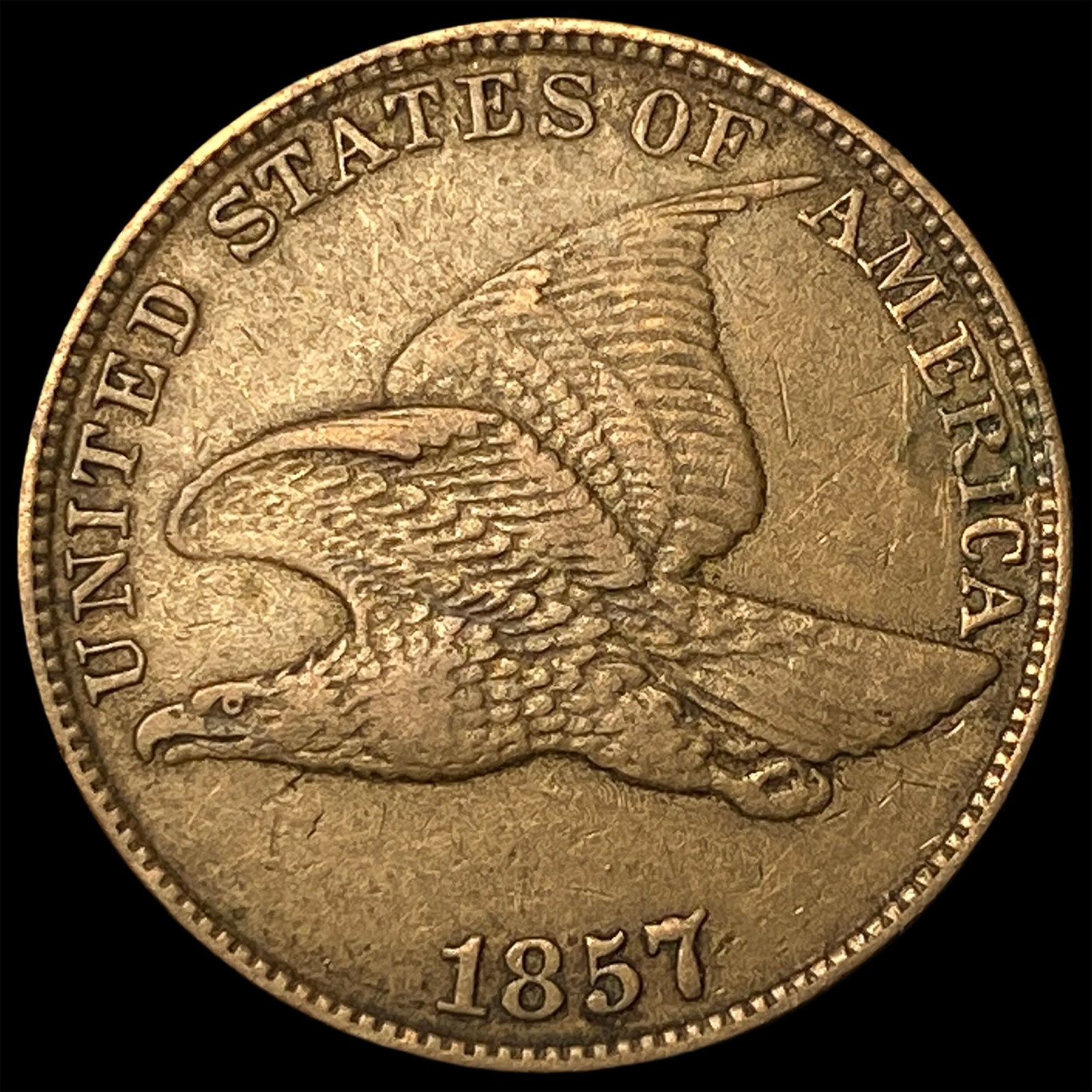 1857 Copper-Nickel Flying Eagle Cent CLOSELY UNCIRCULATED: 1857 Copper-Nickel Flying Eagle Cent CLOSELY UNCIRCULATED
