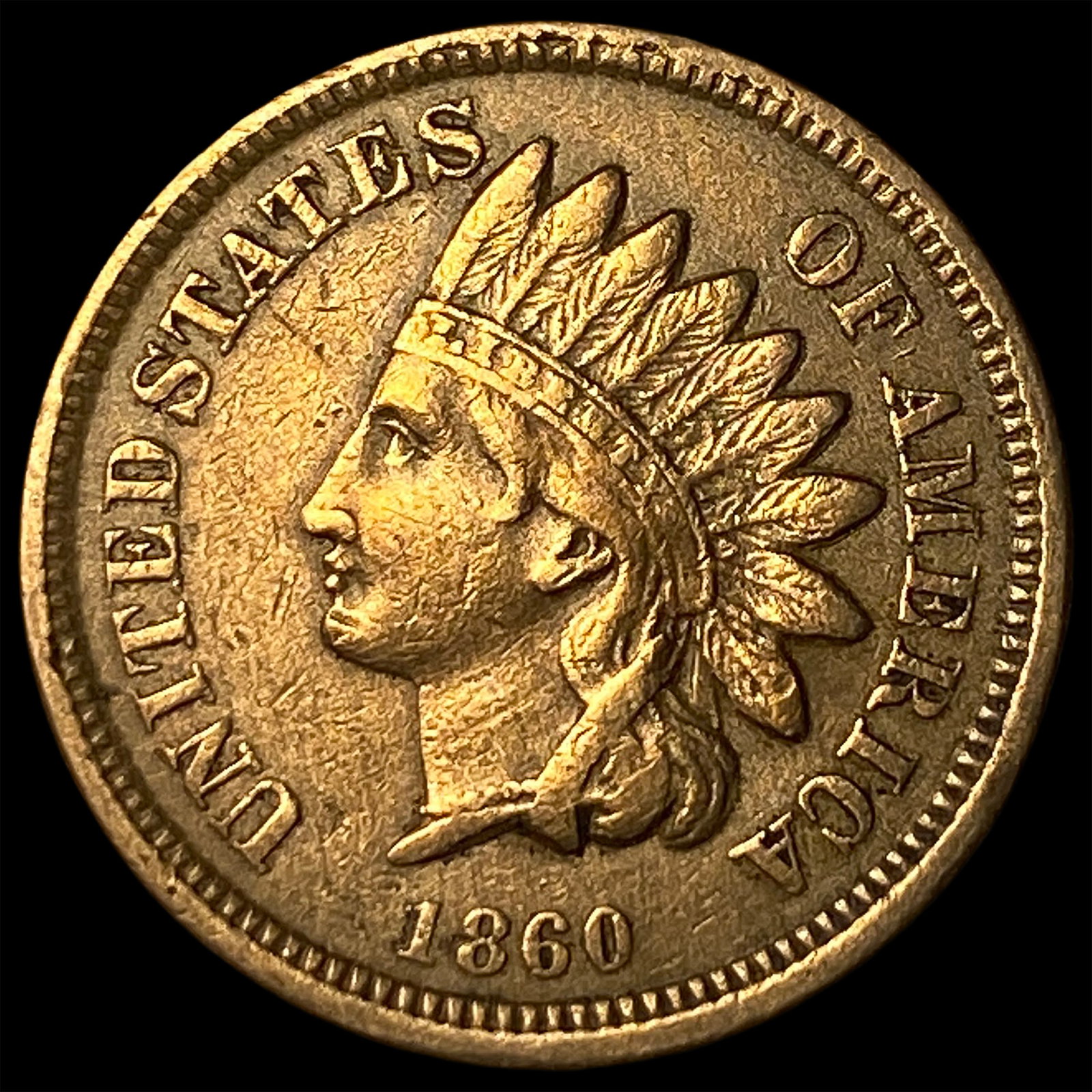 1860 Indian Head Cent CLOSELY UNCIRCULATED: 1860 Indian Head Cent CLOSELY UNCIRCULATED