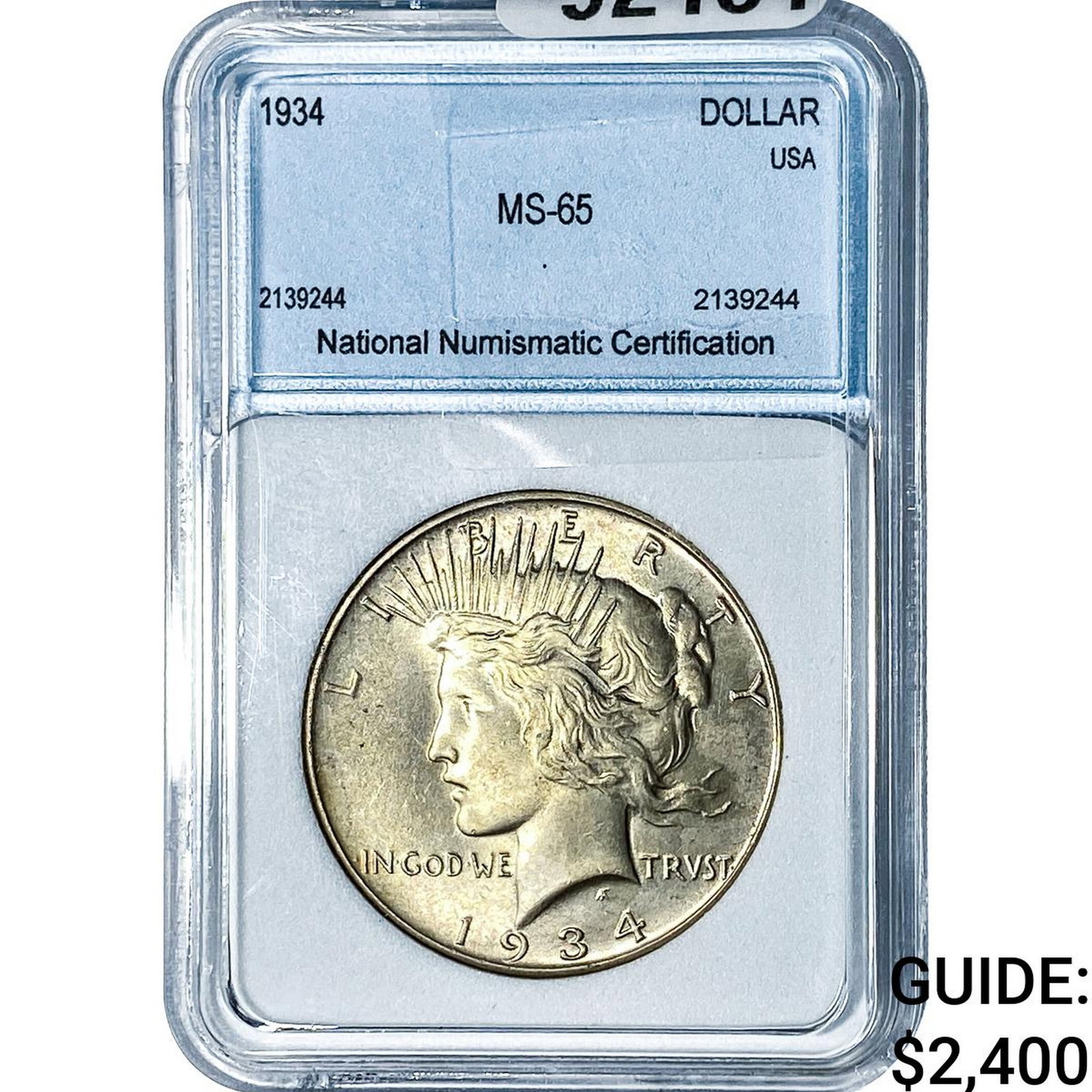 1934 Silver Peace Dollar NNC MS65: 1934 Silver Peace Dollar NNC MS65